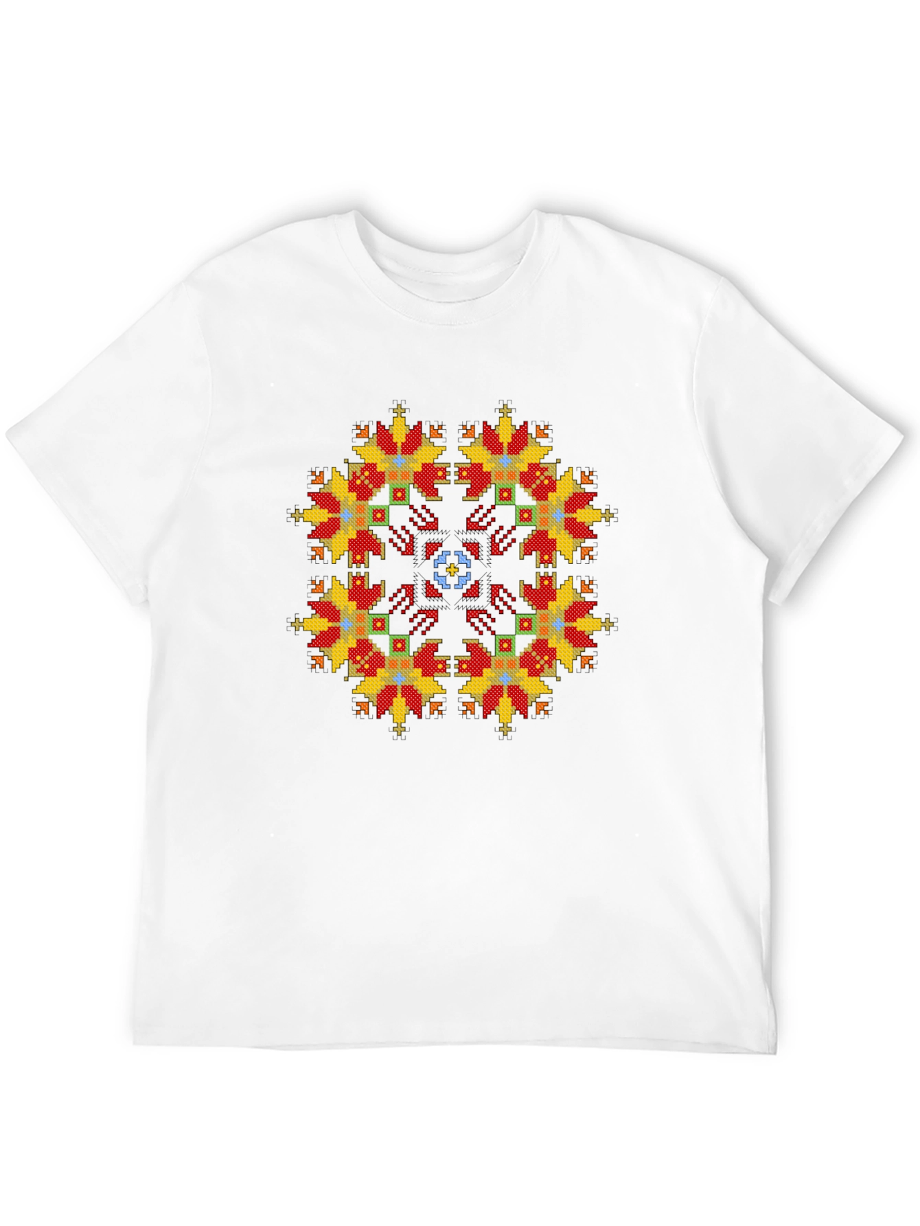 Embroidered Floral Pattern Black T-Shirt