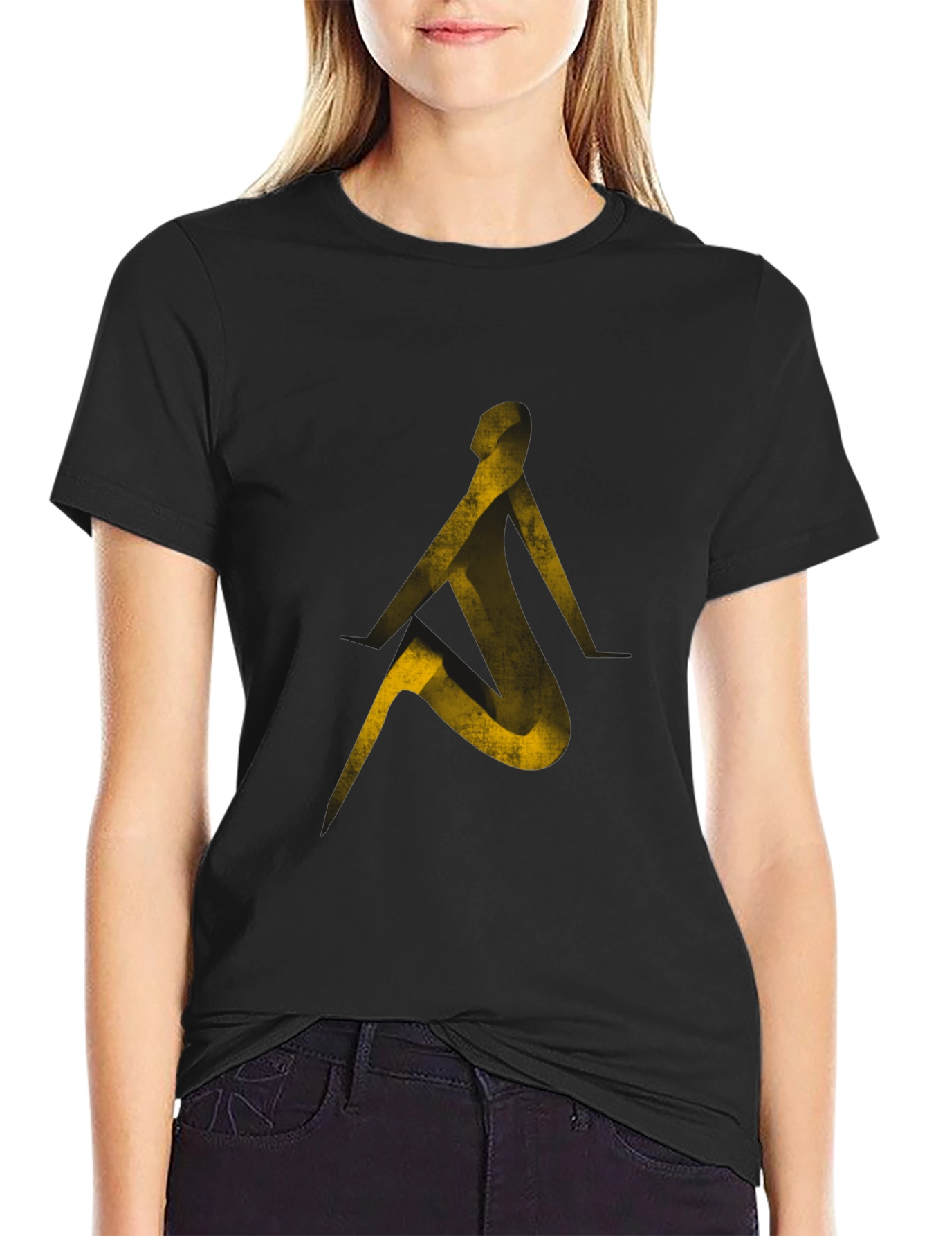 Abstract Silhouette Graphic Tee - Black
