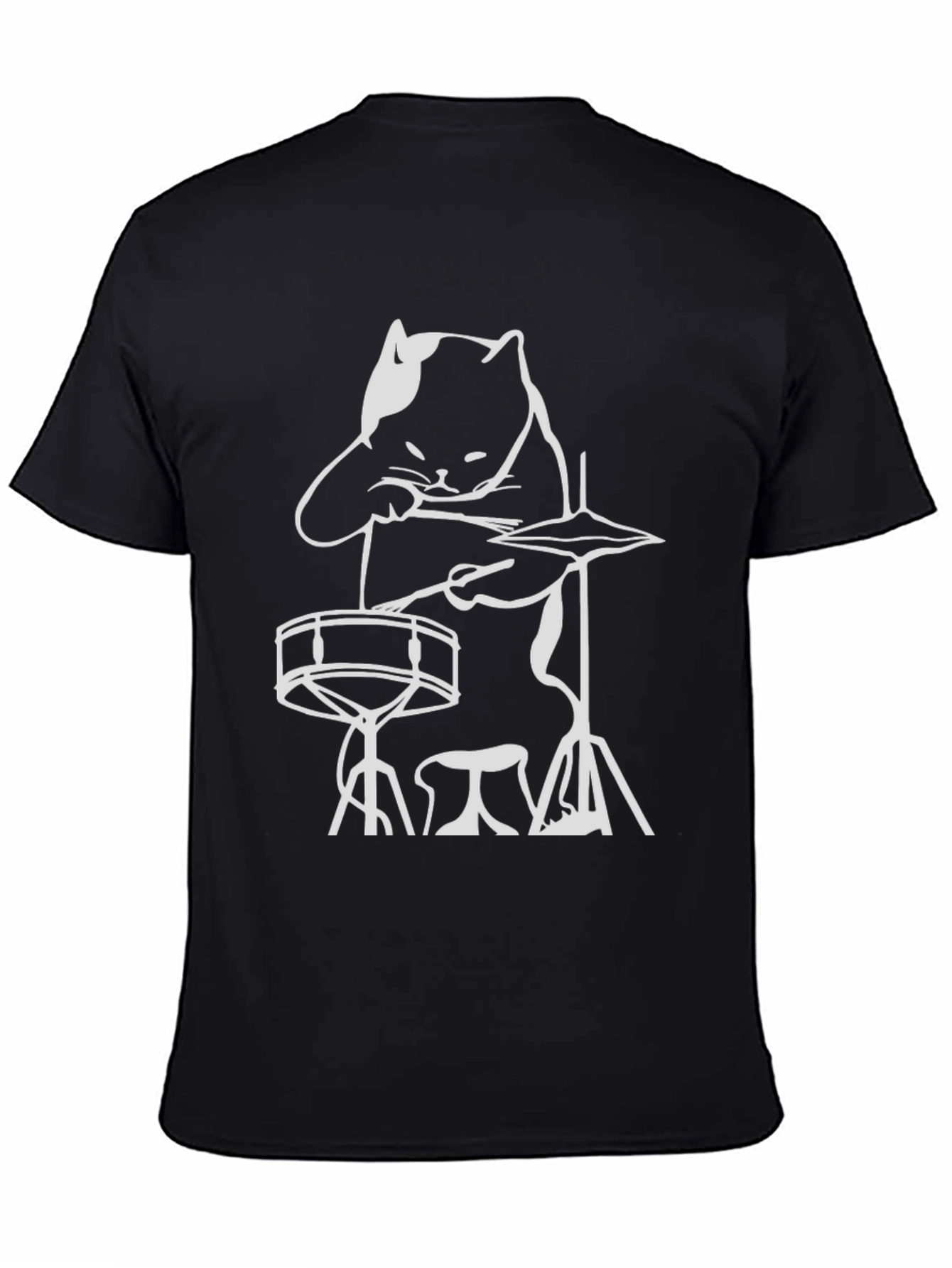 Drummer Cat Graphic Tee - Cool Musician T-Shirt