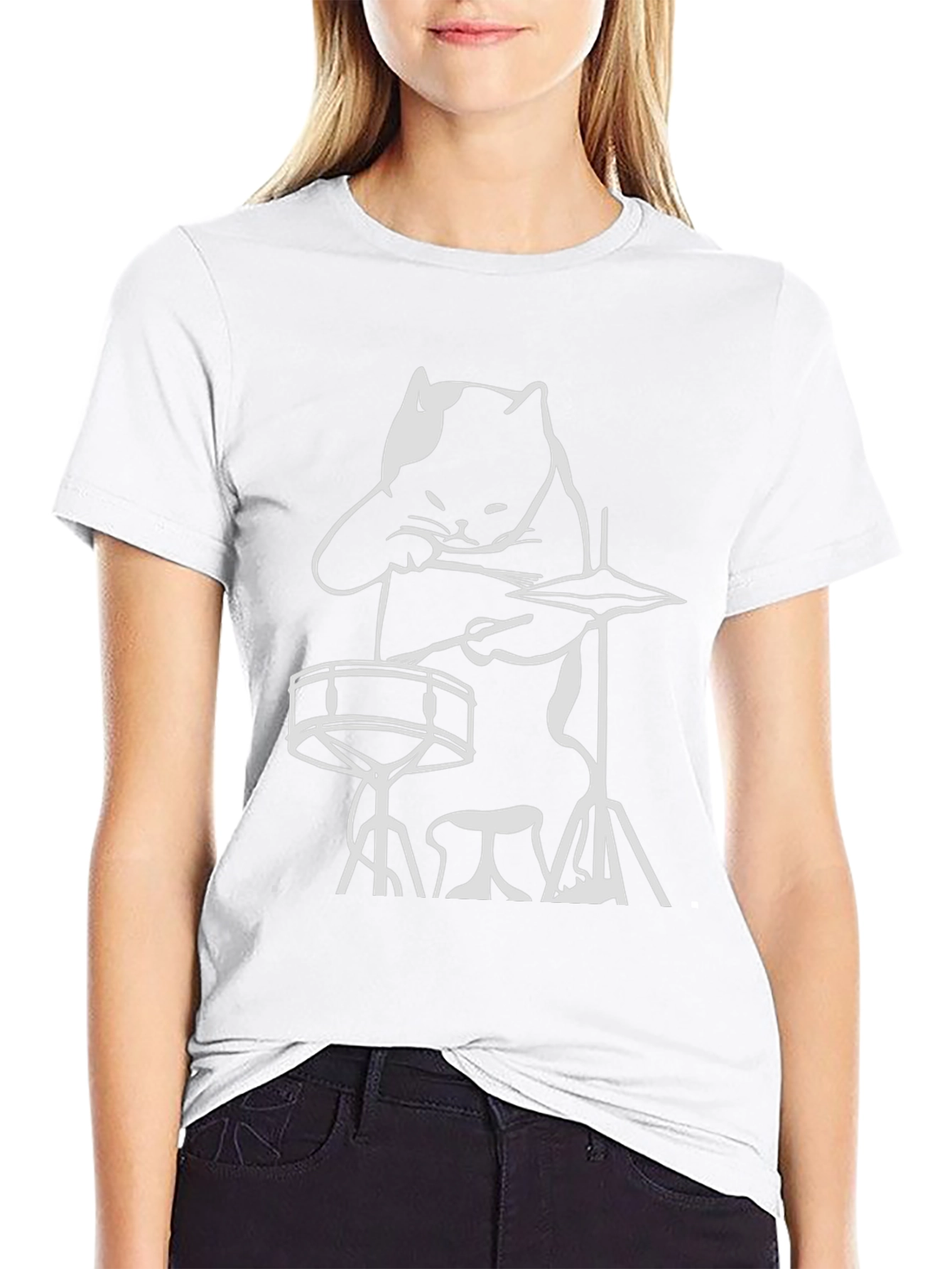 Drummer Cat Graphic Tee - Cool Musician T-Shirt