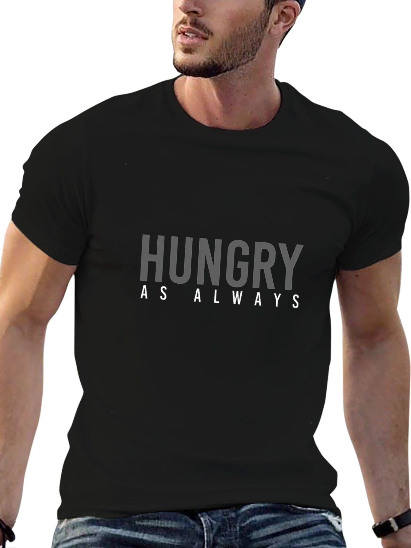 Hungry As Always Graphic Tee - Black Cotton T-Shirt