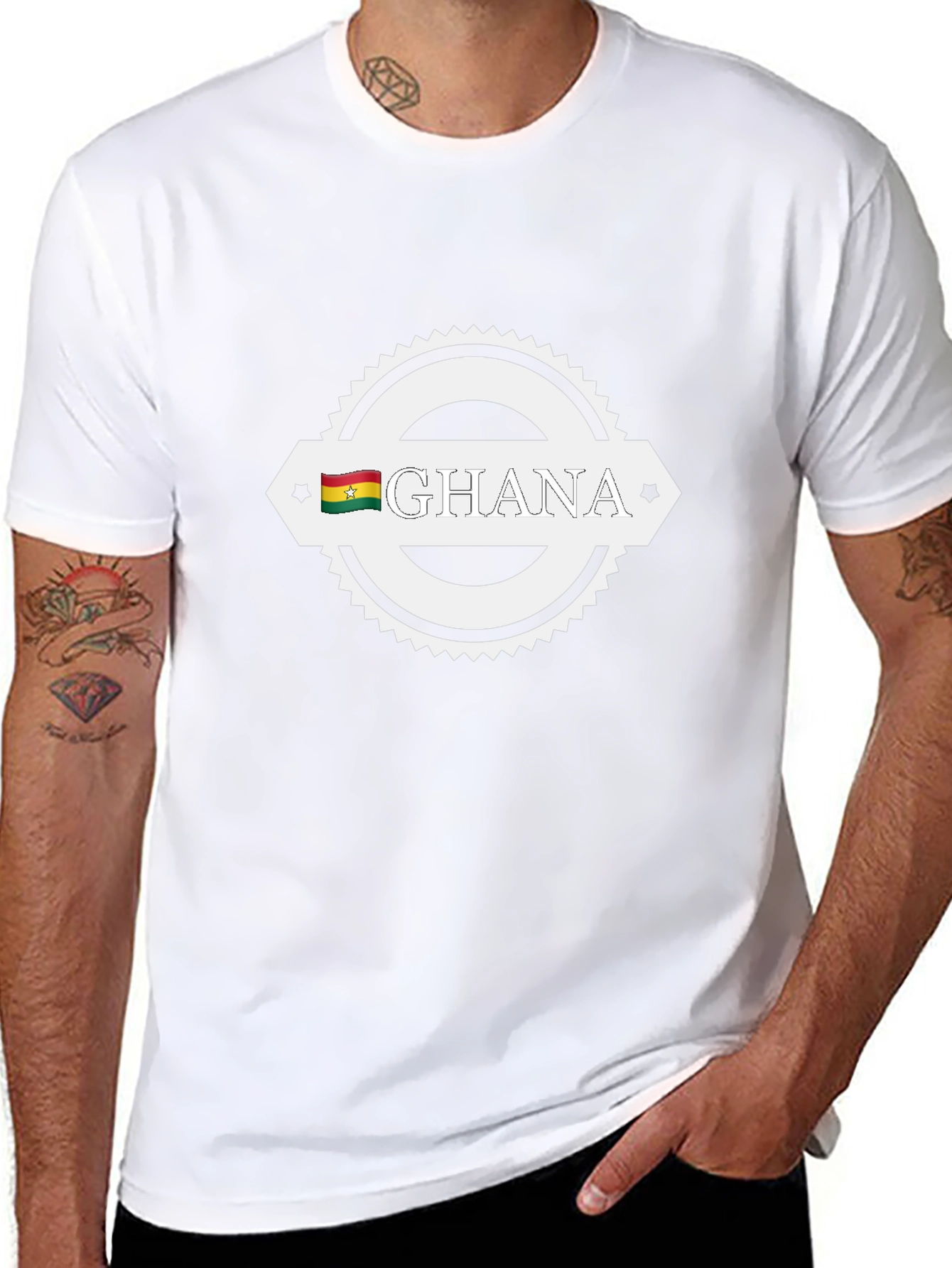 Ghana Flag Graphic Black T-Shirt