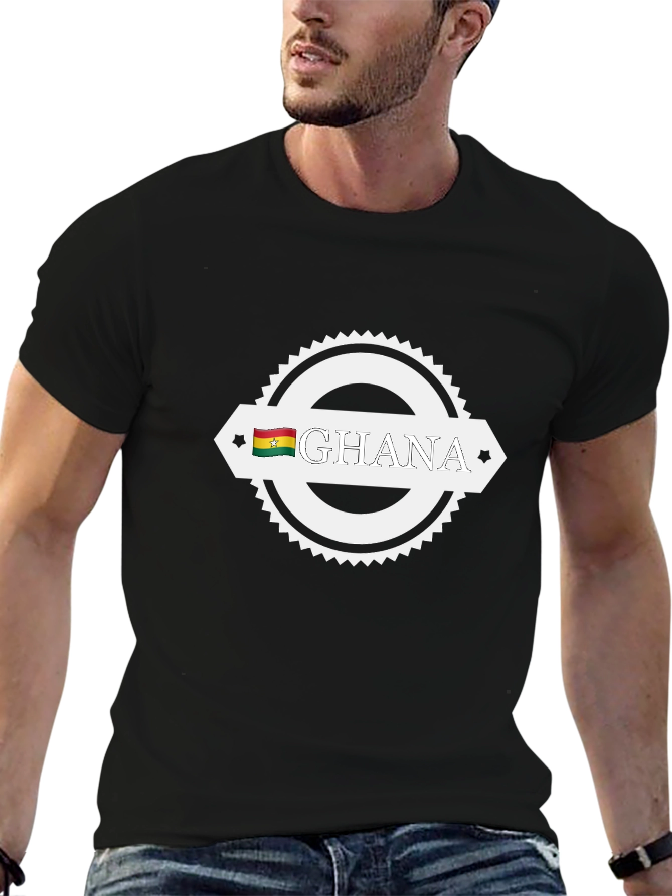Ghana Flag Graphic Black T-Shirt