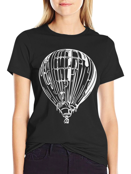 Air Balloon Graphic Tee - Black Cotton Blend