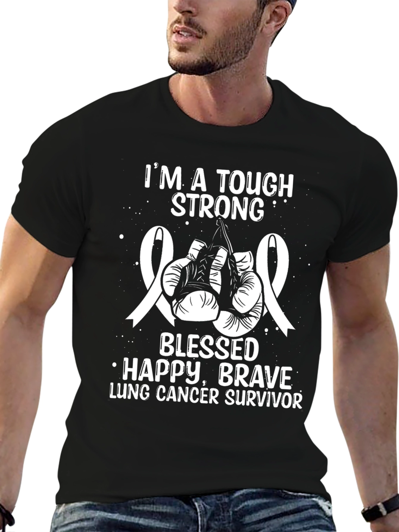Lung Cancer Survivor Tee: Tough Strong Blessed