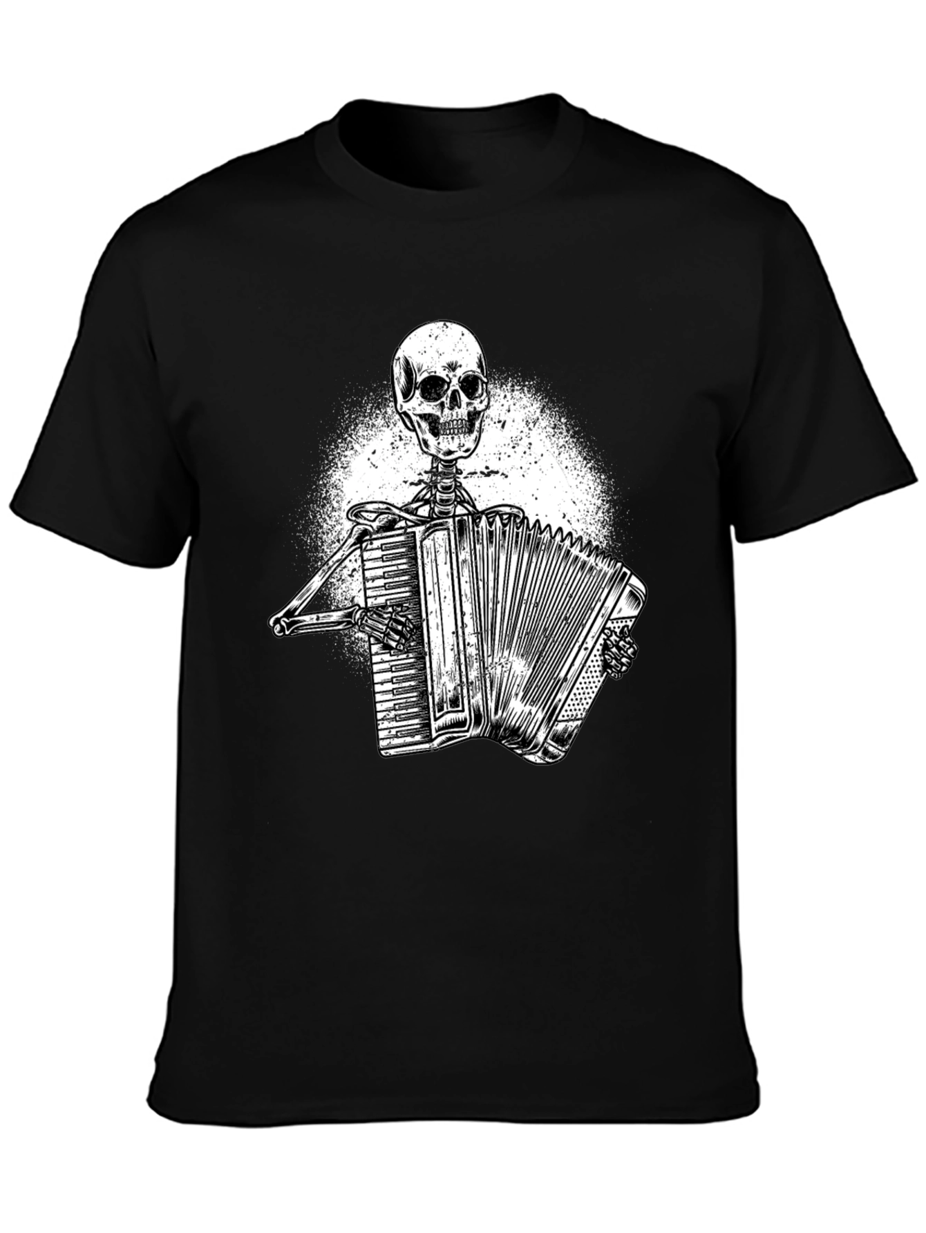 Skeleton Accordion Player Graphic Tee