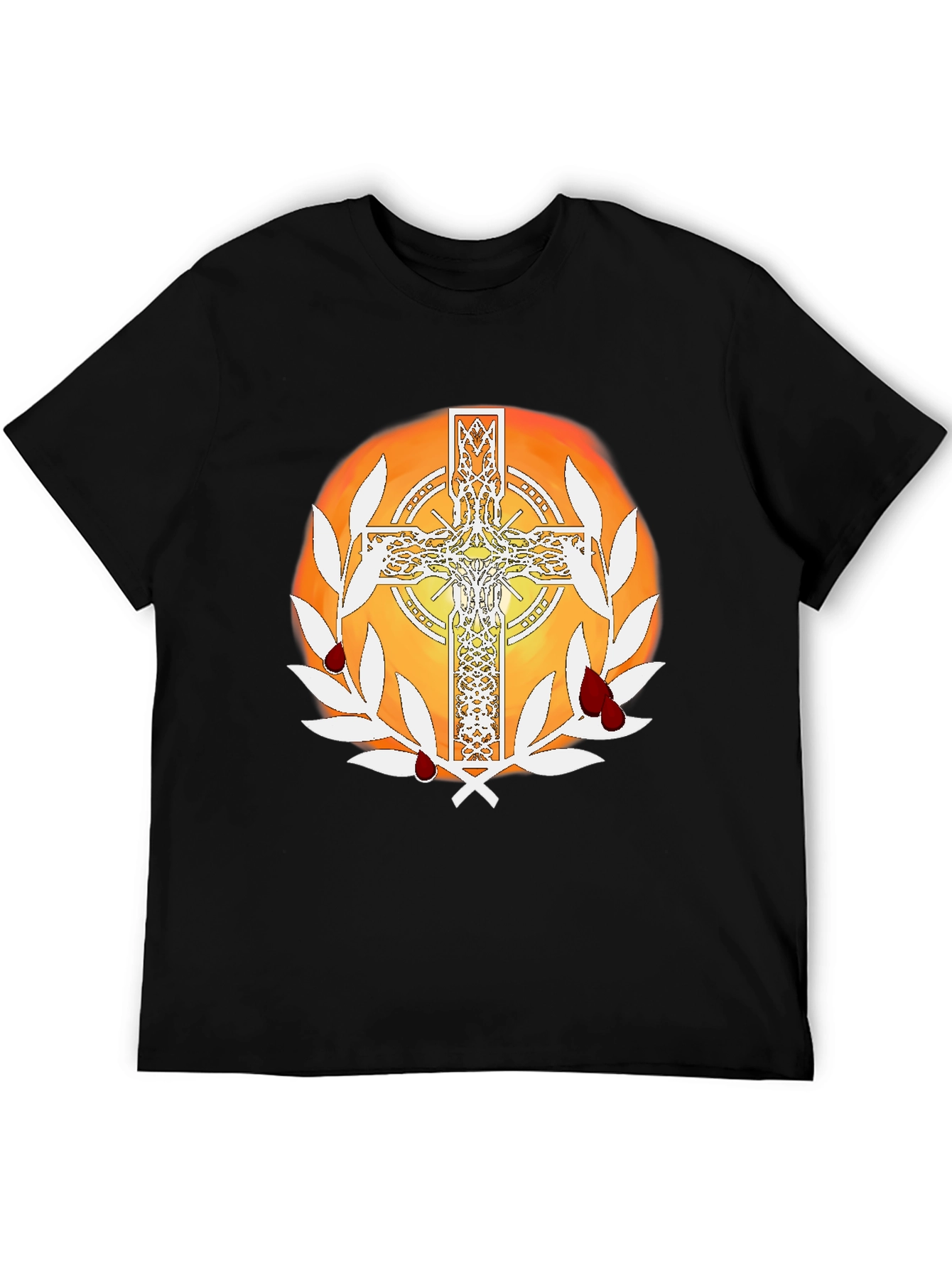 Celtic Cross Graphic Tee - Blood & Wreath Design