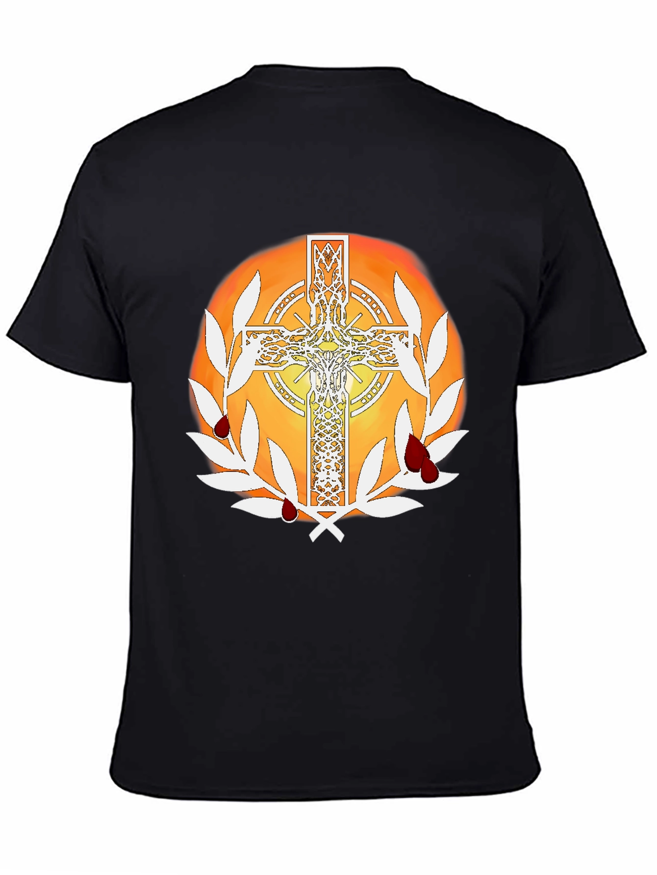 Celtic Cross Graphic Tee - Blood & Wreath Design