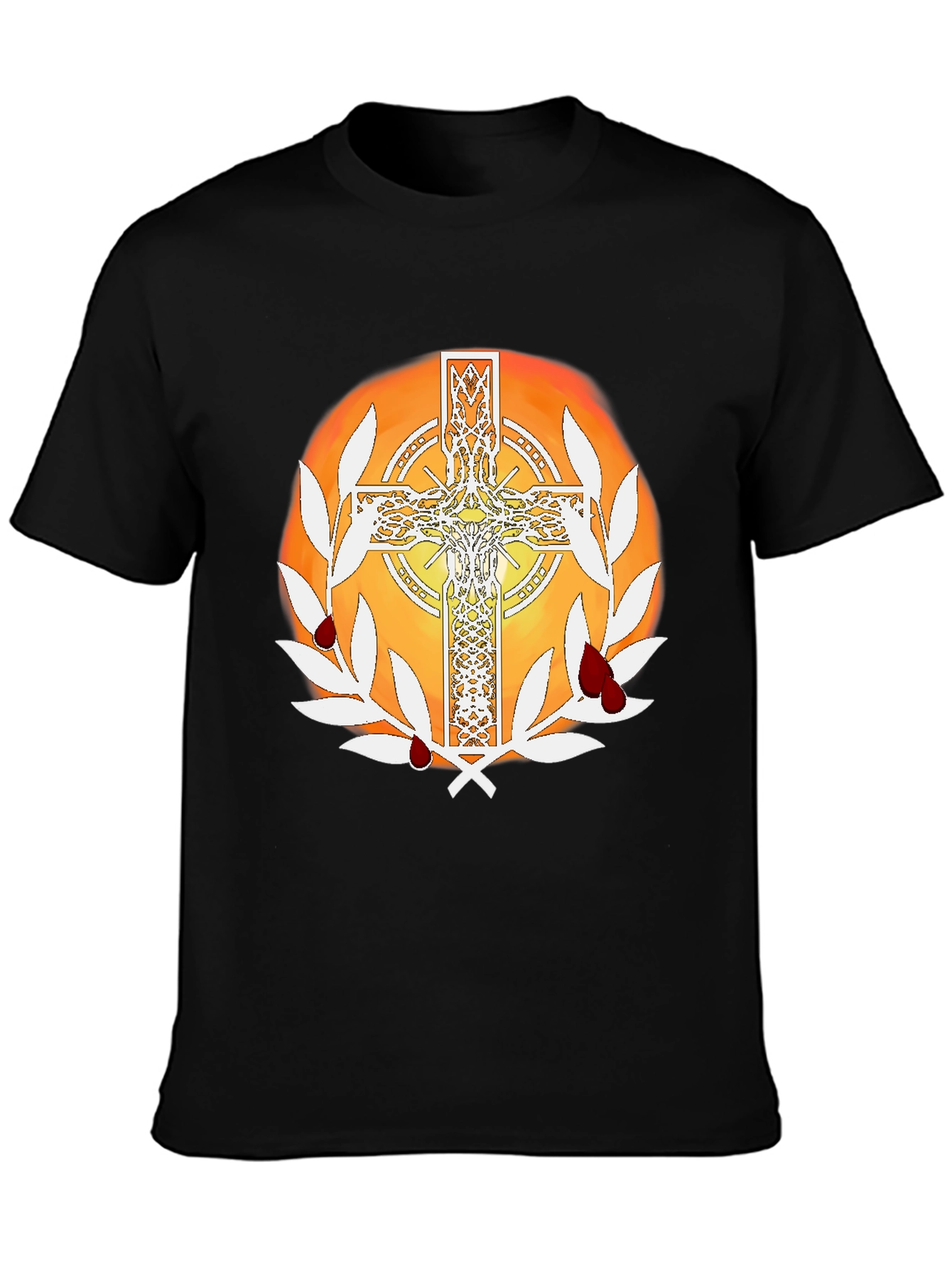 Celtic Cross Graphic Tee - Blood & Wreath Design