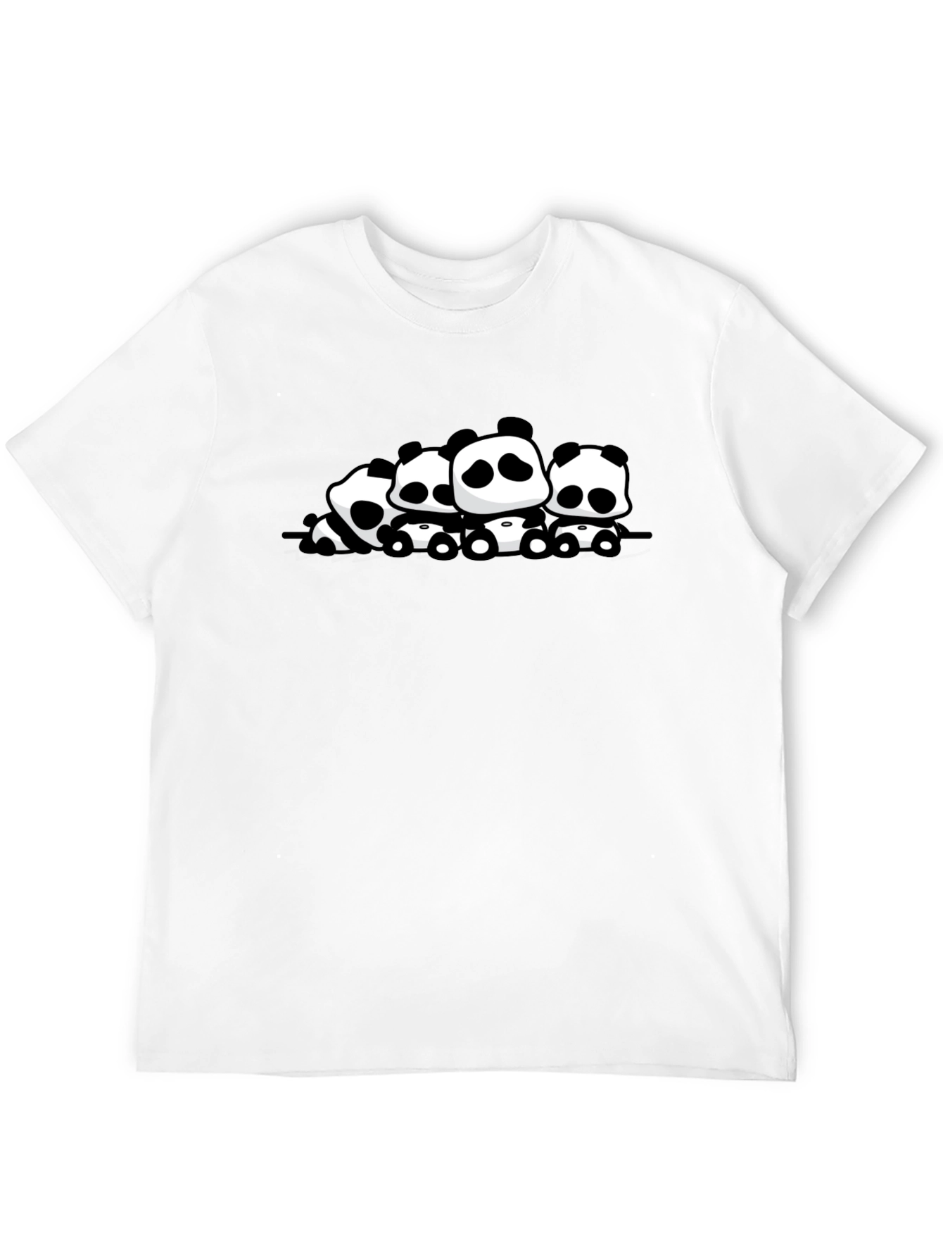 Cute Panda Family Graphic Black T-Shirt