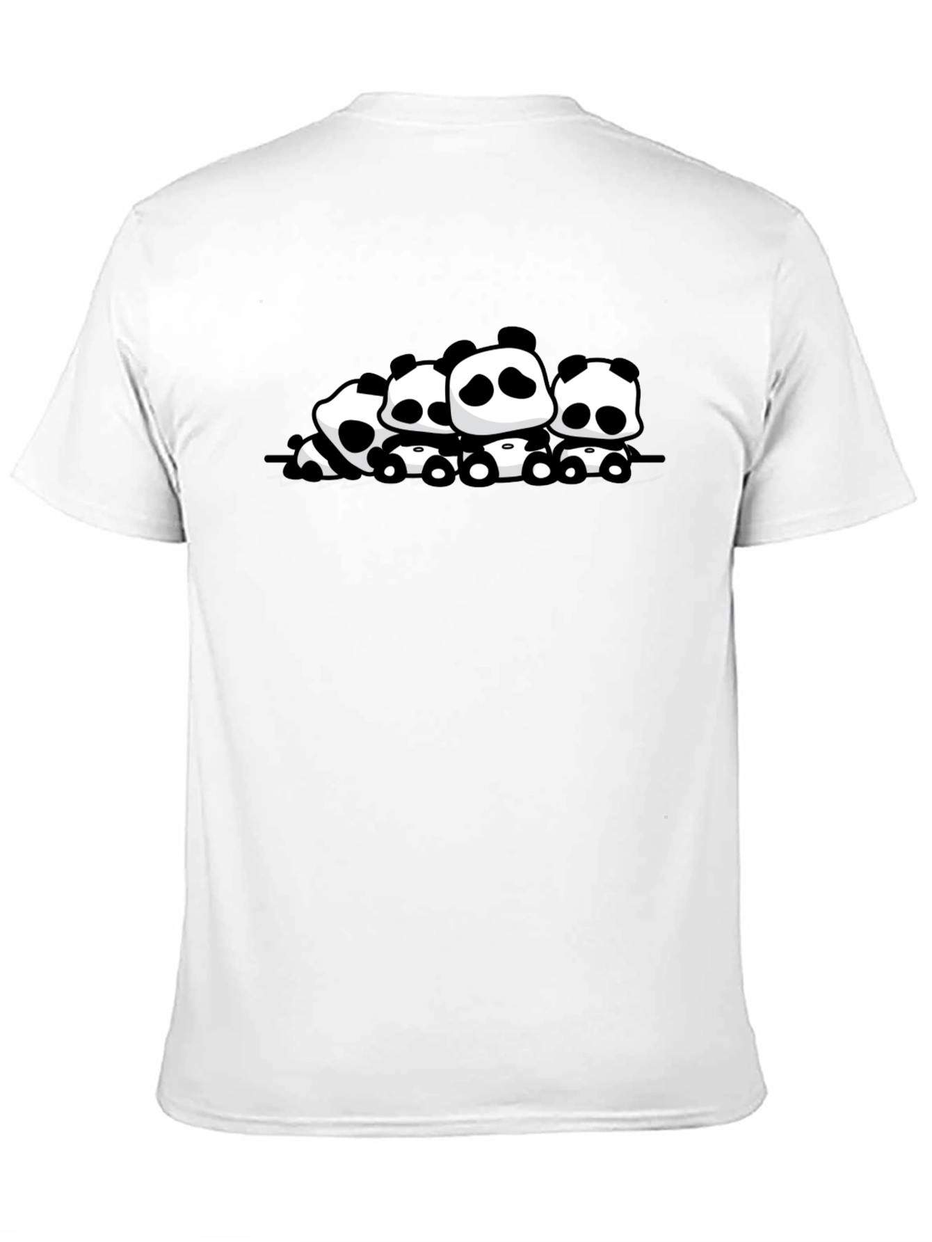 Cute Panda Family Graphic Black T-Shirt