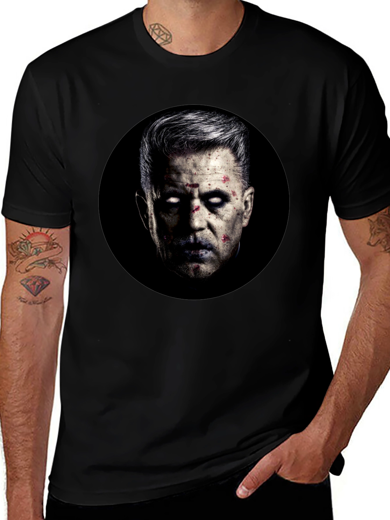 Zombie Portrait Black Graphic T-Shirt