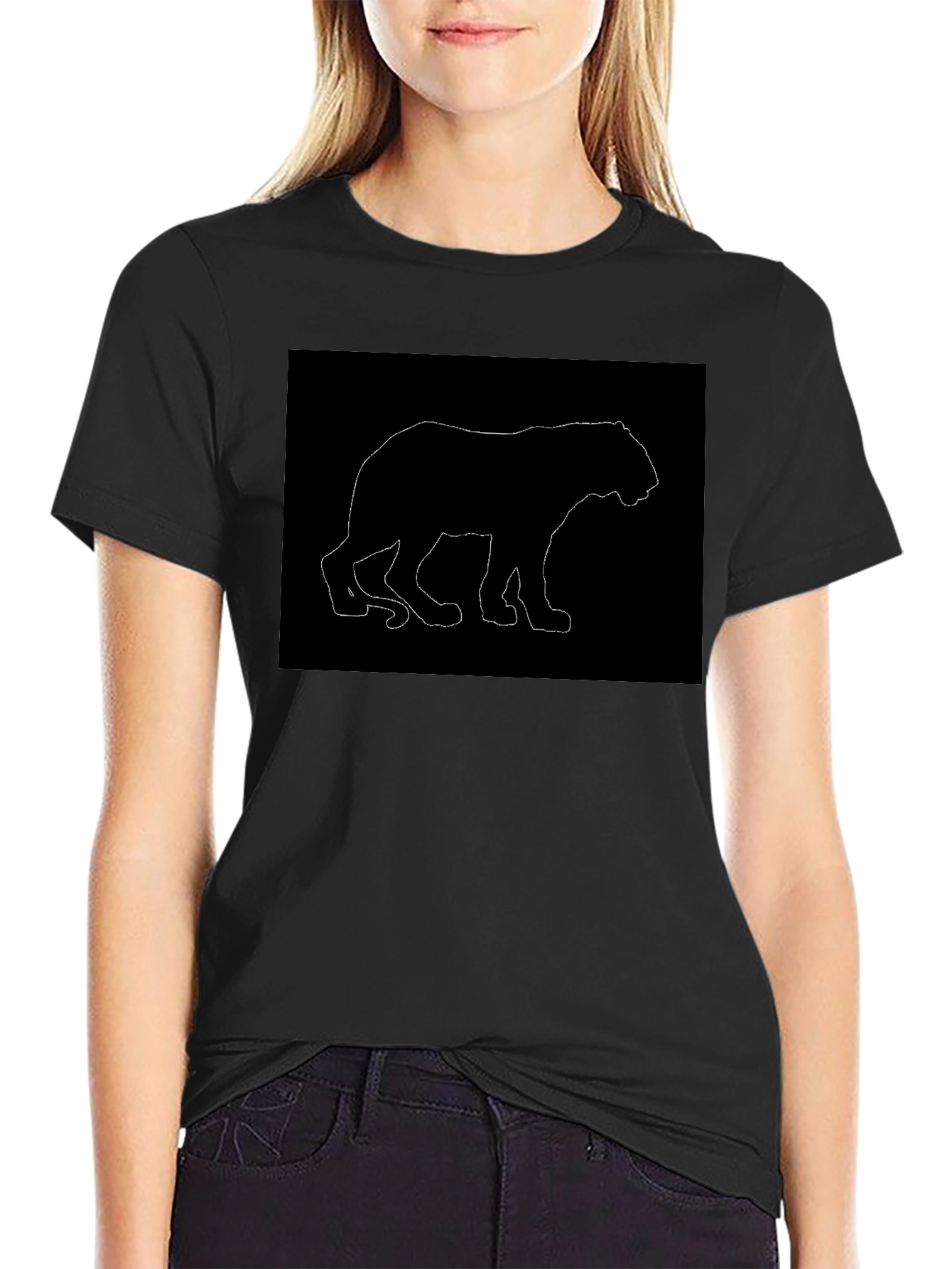 Bear Silhouette Graphic Tee - Black Casual Shirt