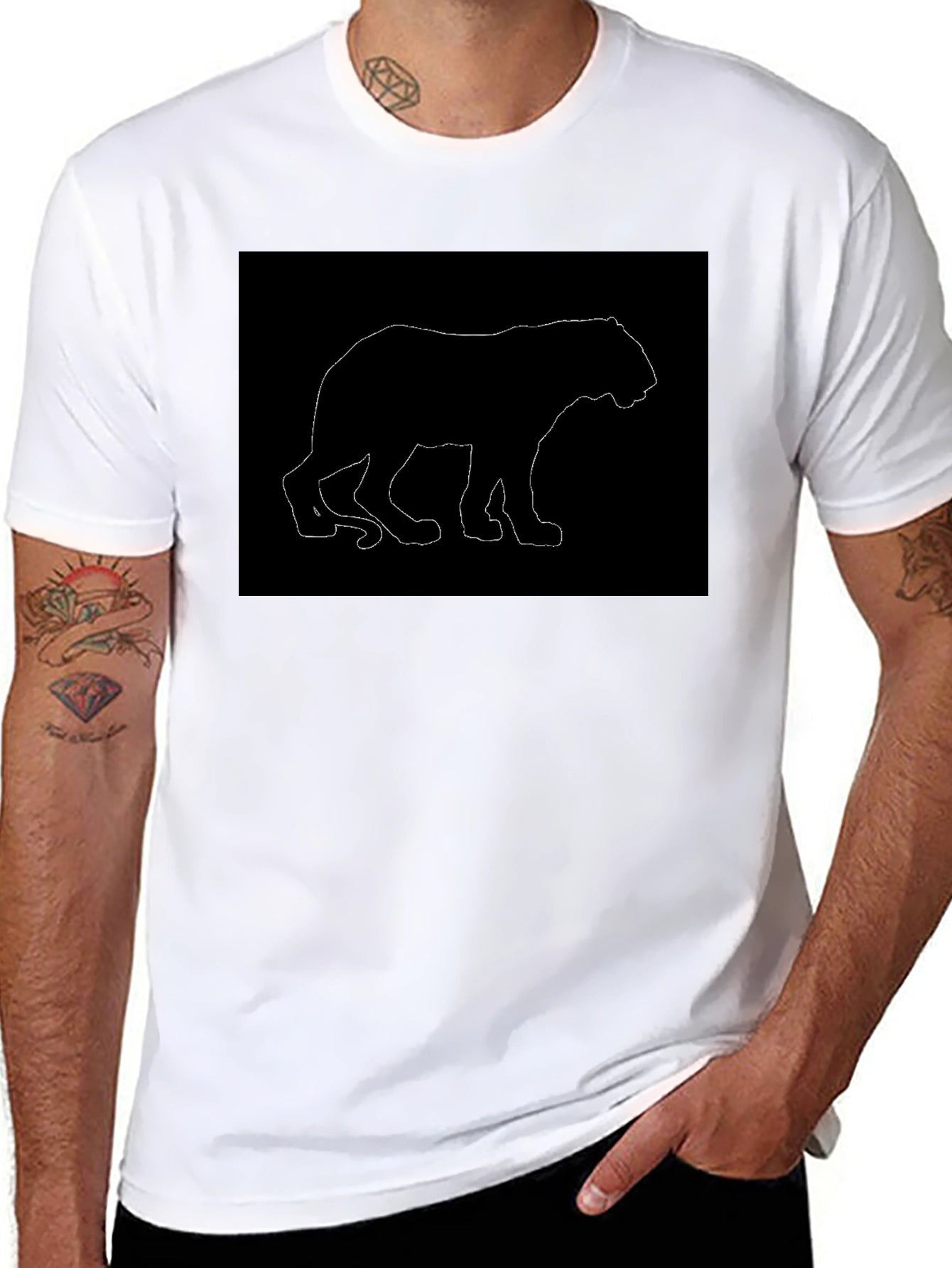Bear Silhouette Graphic Tee - Black Casual Shirt