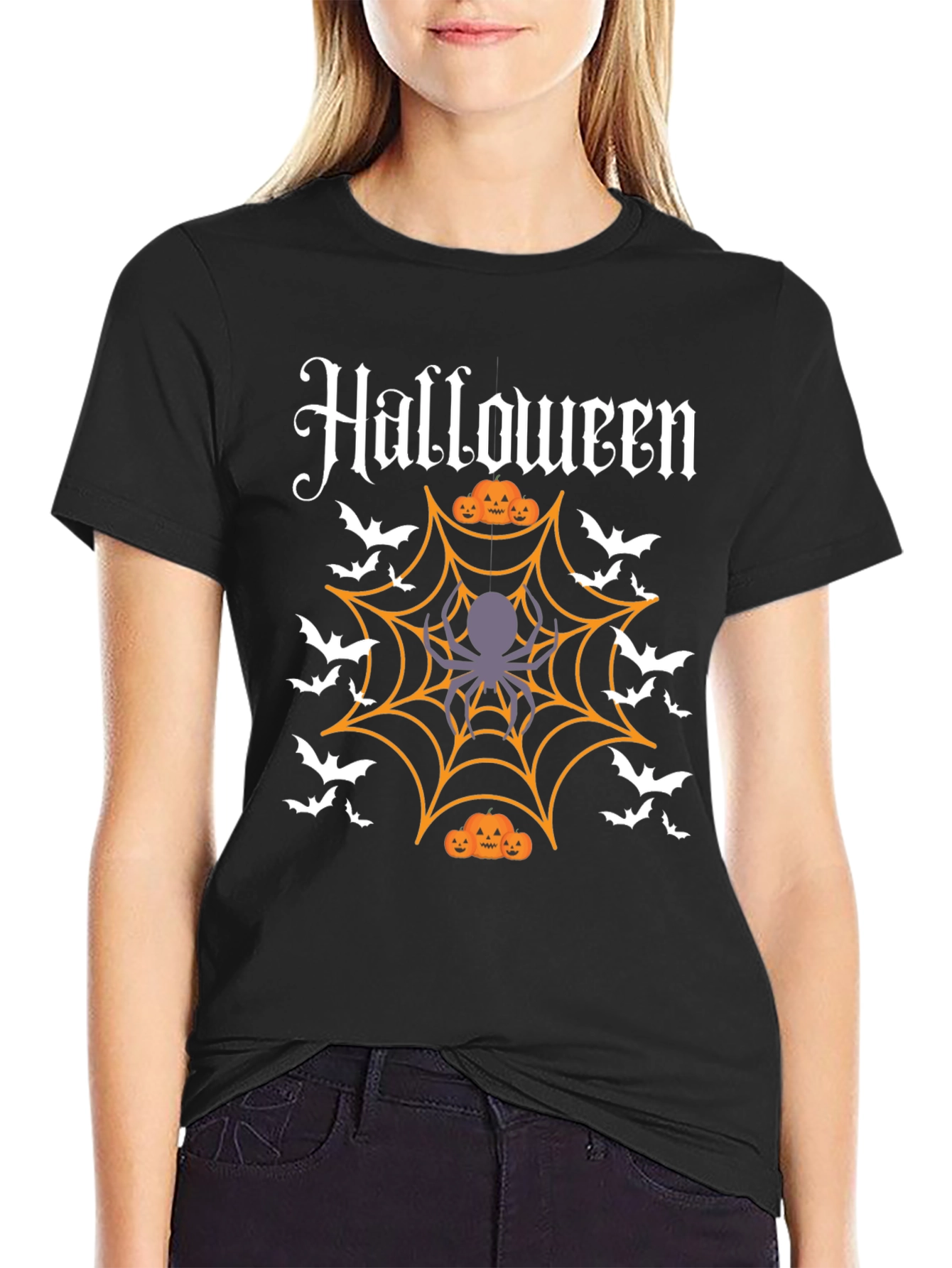 Halloween Spider Web Graphic Tee