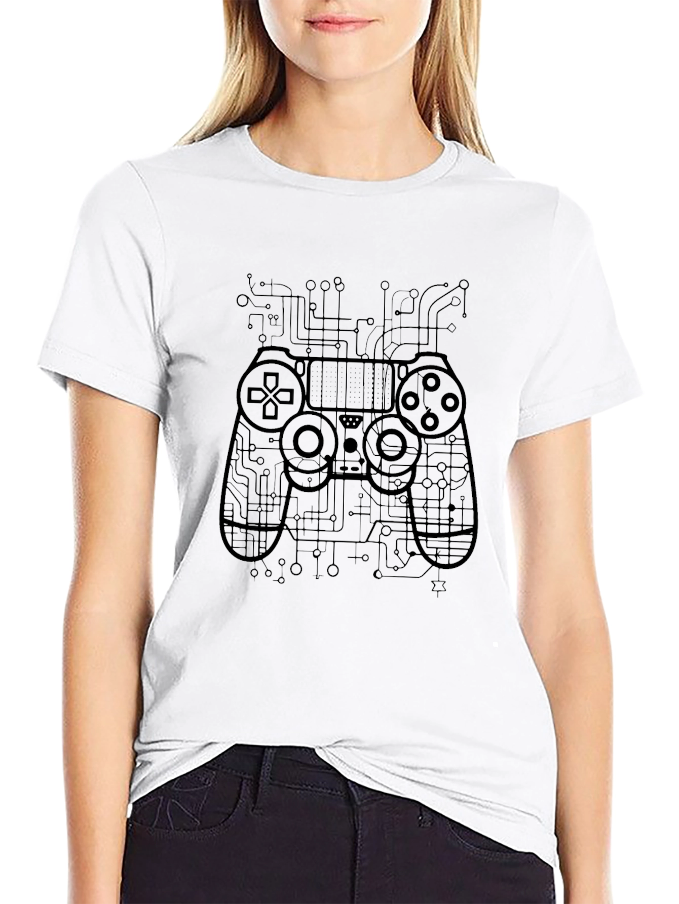 Gaming Controller Circuit Black T-Shirt