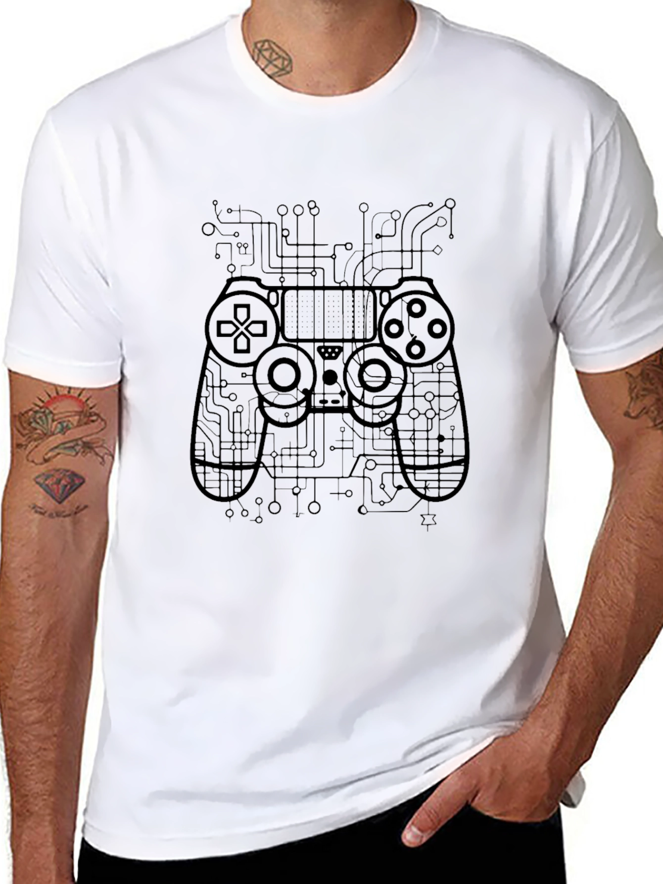 Gaming Controller Circuit Black T-Shirt