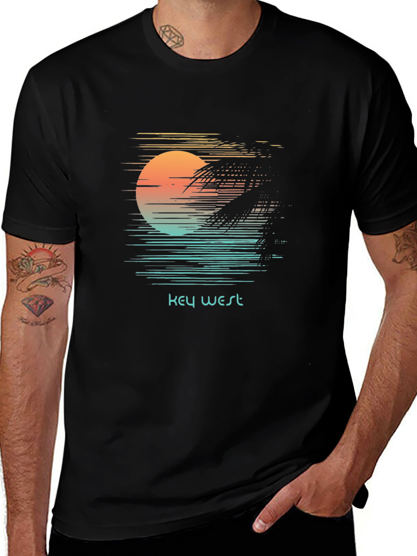 Key West Sunset Graphic Tee - Black