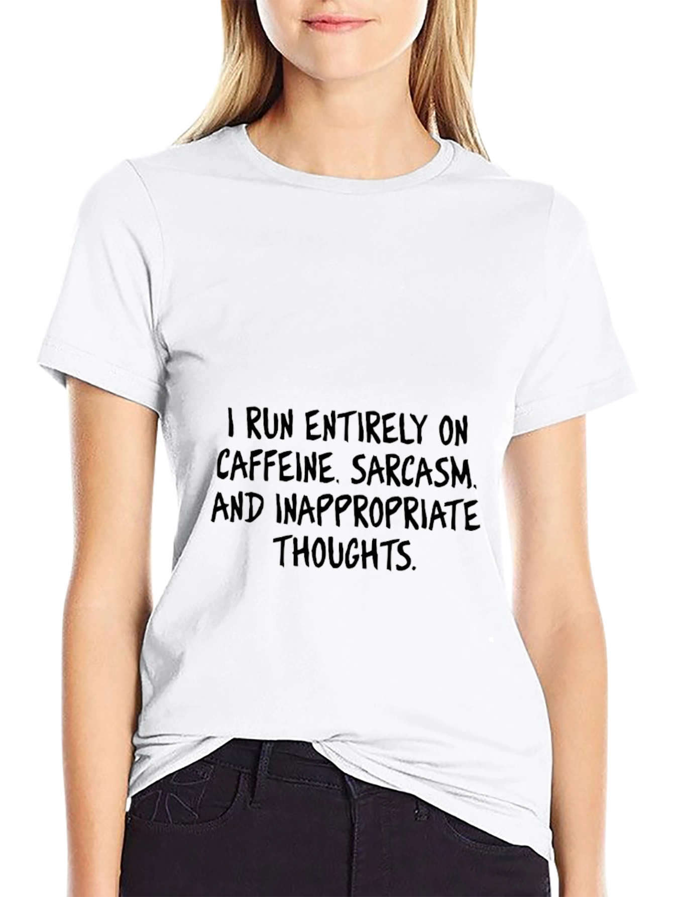 Caffeine Sarcasm Inappropriate Thoughts Black T-Shirt