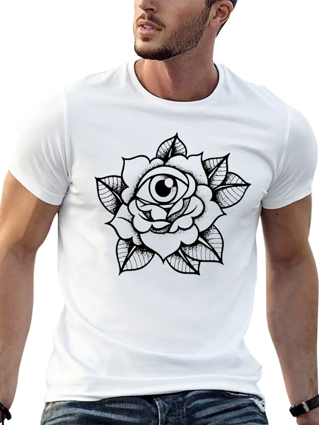Eye Rose Graphic Black T-Shirt