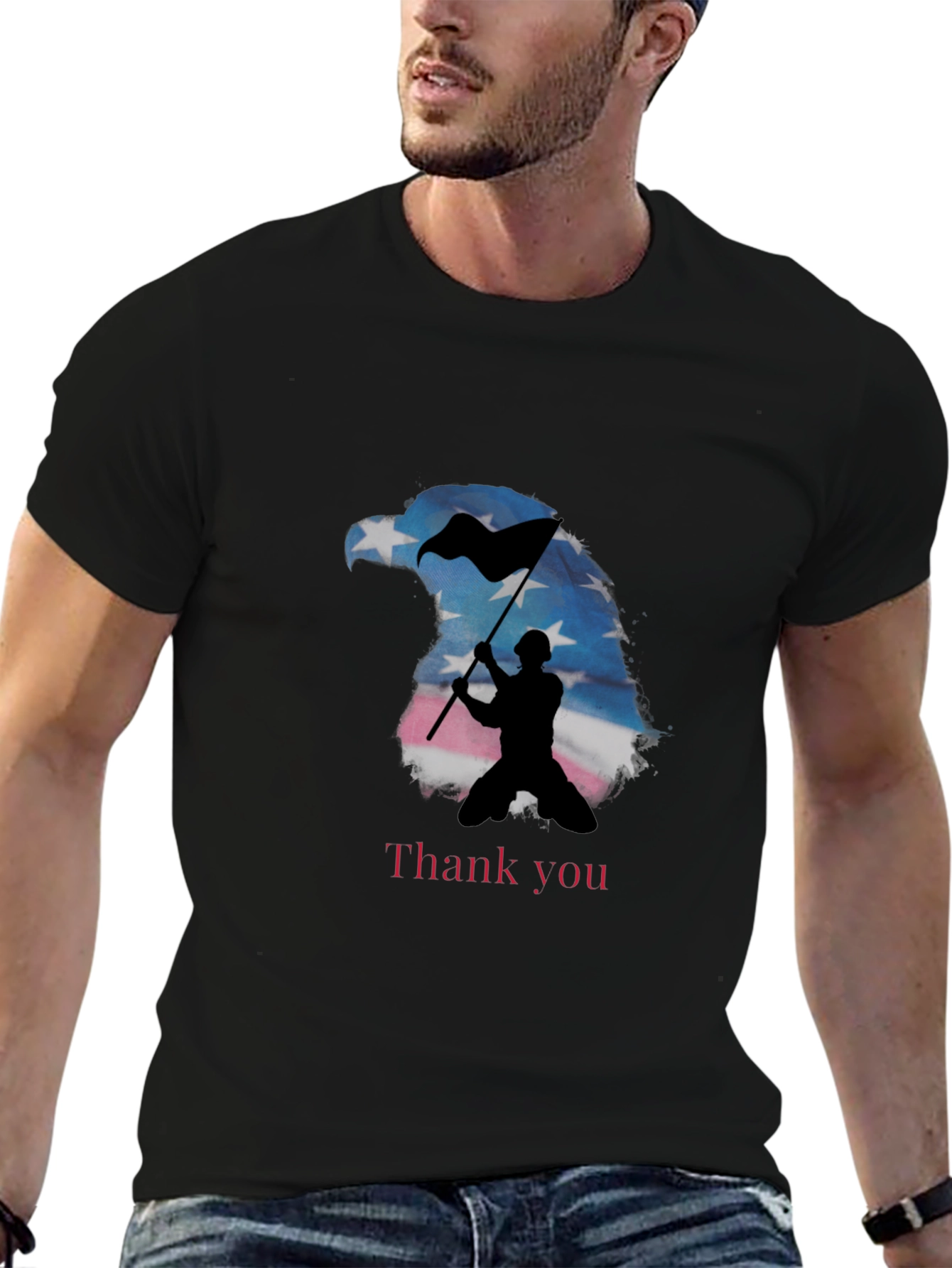 Patriotic Eagle Soldier Graphic Tee - Thank You