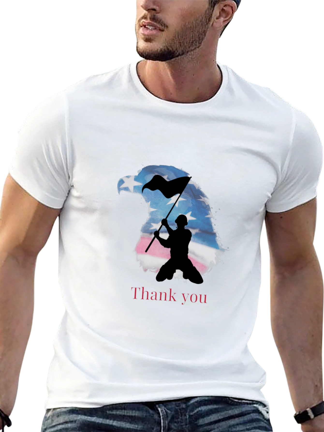 Patriotic Eagle Soldier Graphic Tee - Thank You