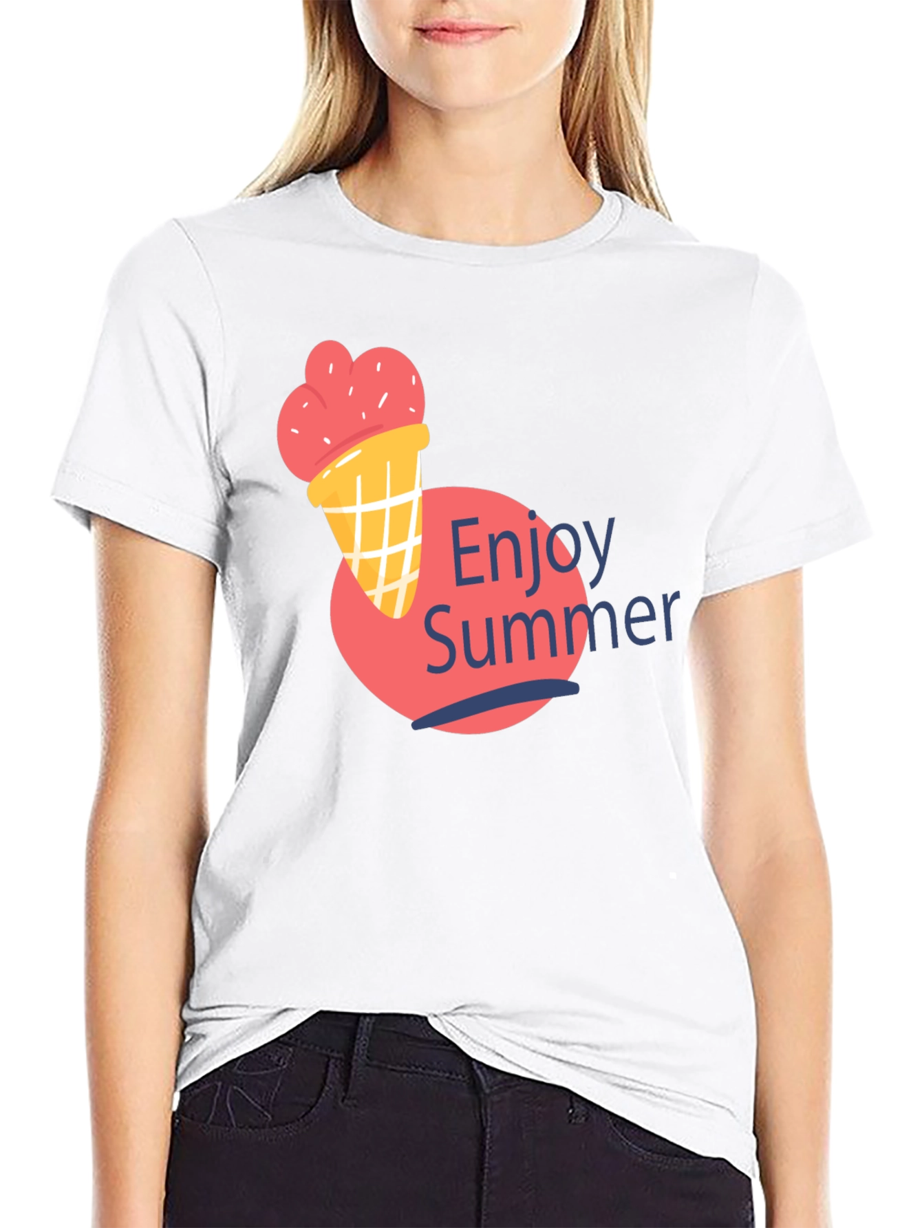 Enjoy Summer T-Shirt - Ice Cream Cone Graphic