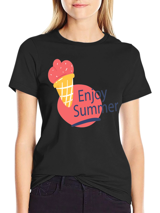Enjoy Summer T-Shirt - Ice Cream Cone Graphic