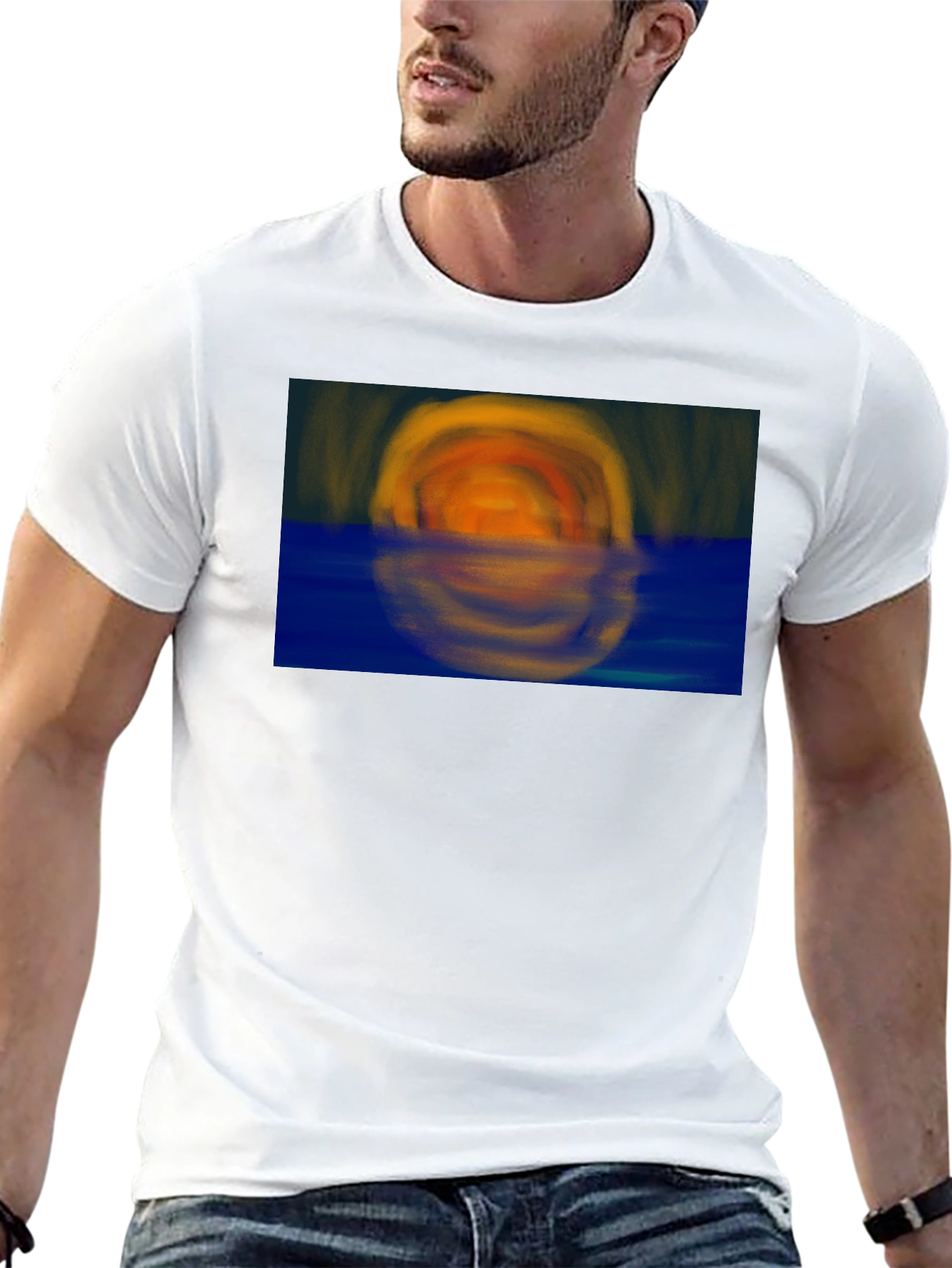 Sunset Reflection Graphic Tee - Stylish Black T-Shirt