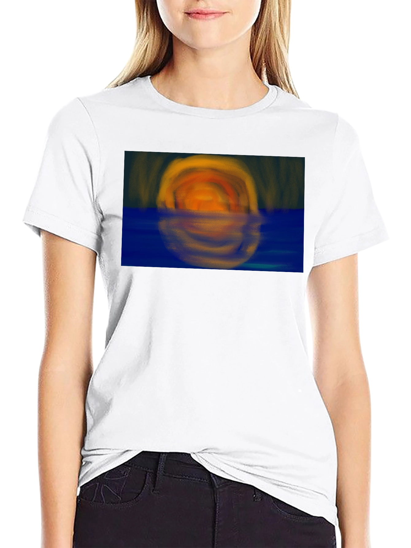 Sunset Reflection Graphic Tee - Stylish Black T-Shirt