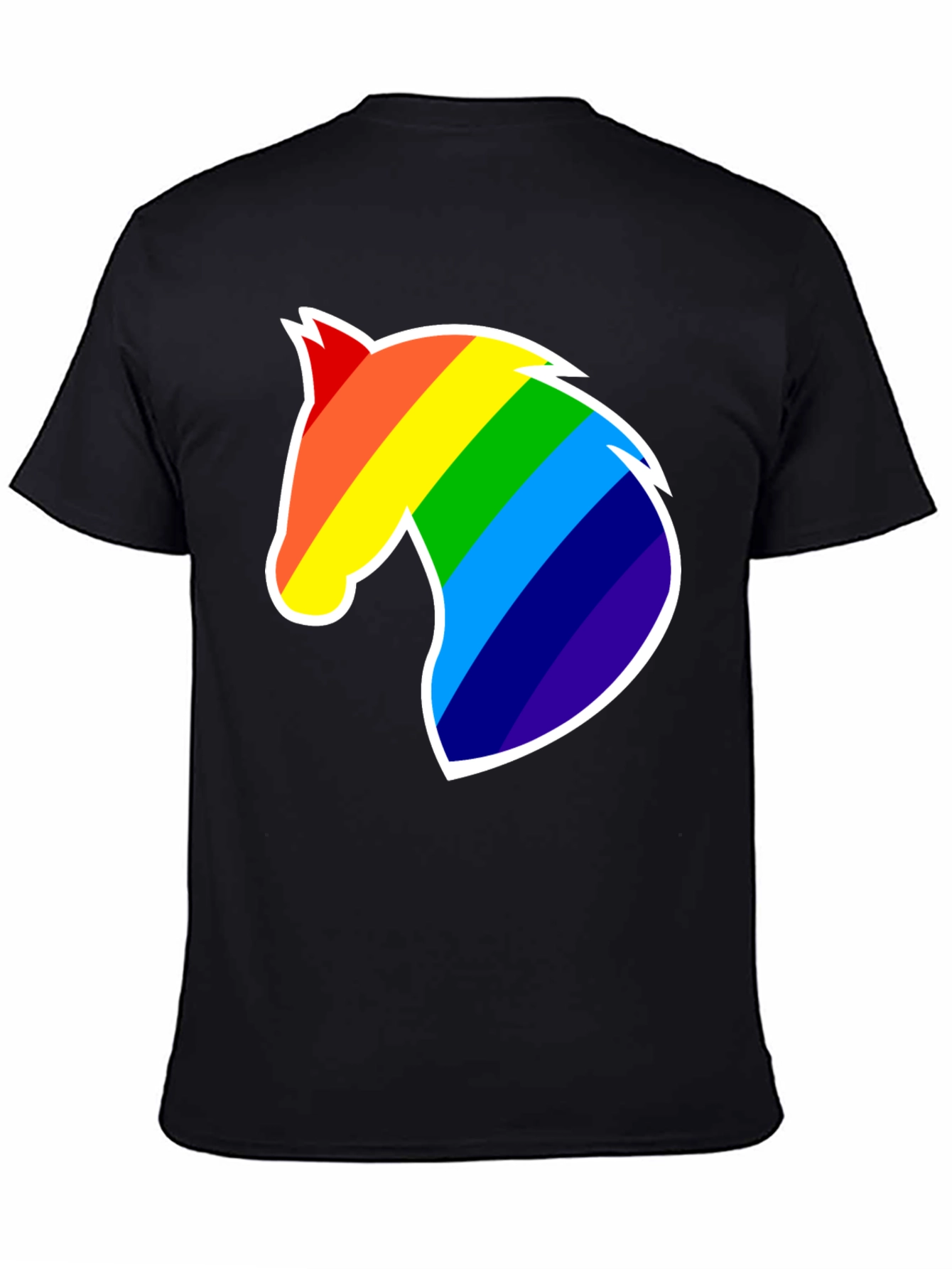Rainbow Horse Head Graphic T-Shirt