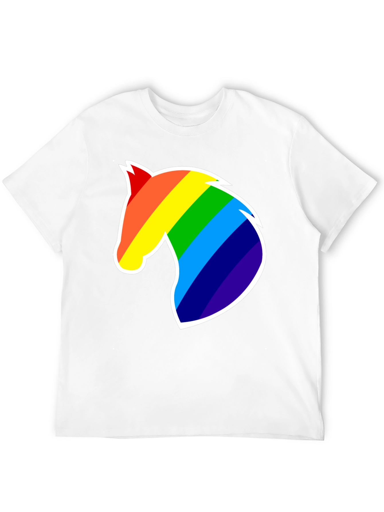 Rainbow Horse Head Graphic T-Shirt