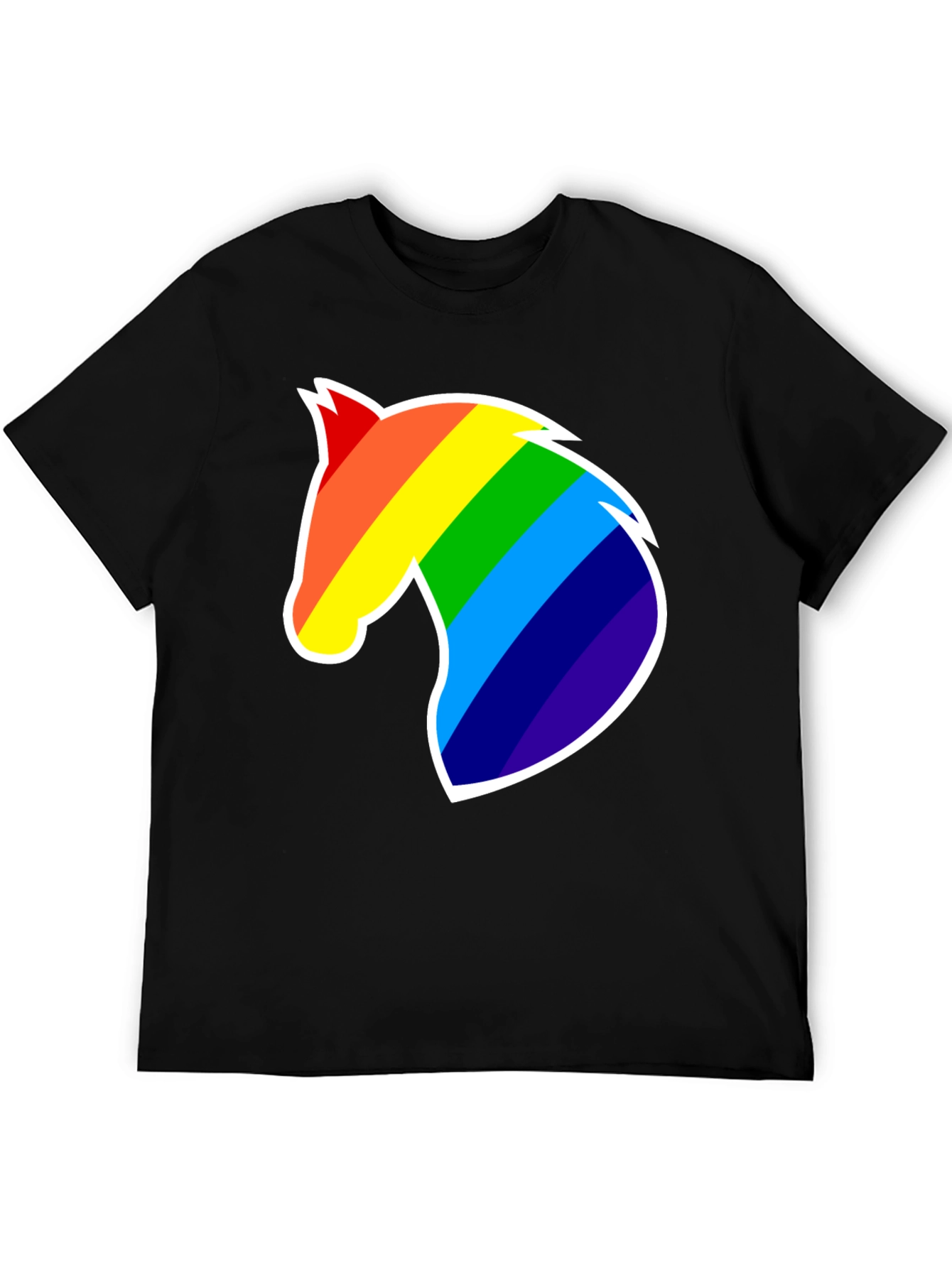 Rainbow Horse Head Graphic T-Shirt