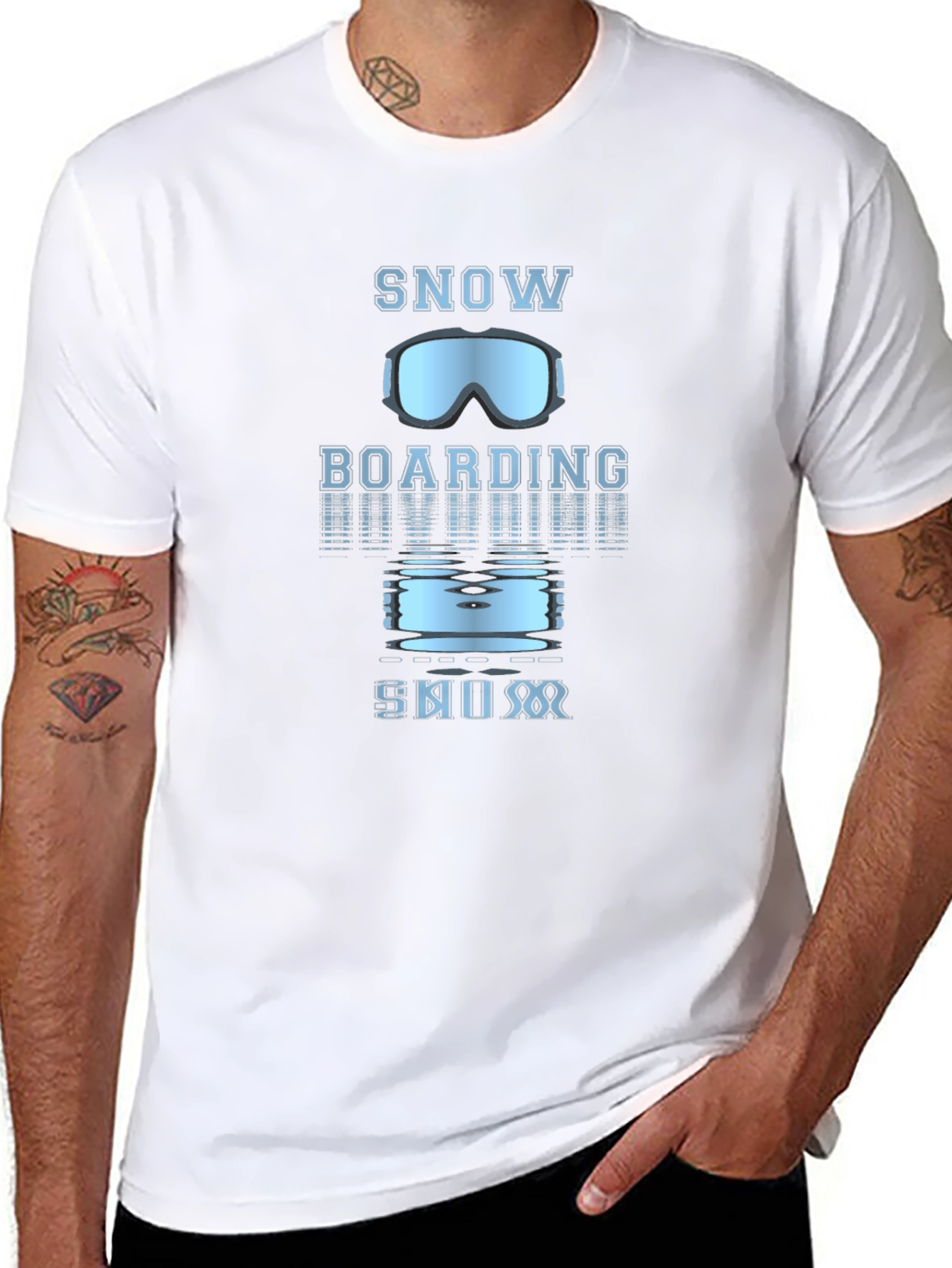 Snowboarding Graphic Tee - Black Cotton