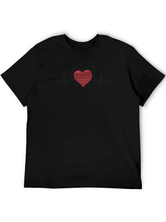 Heartbeat Graphic Tee - Stylish Black T-Shirt