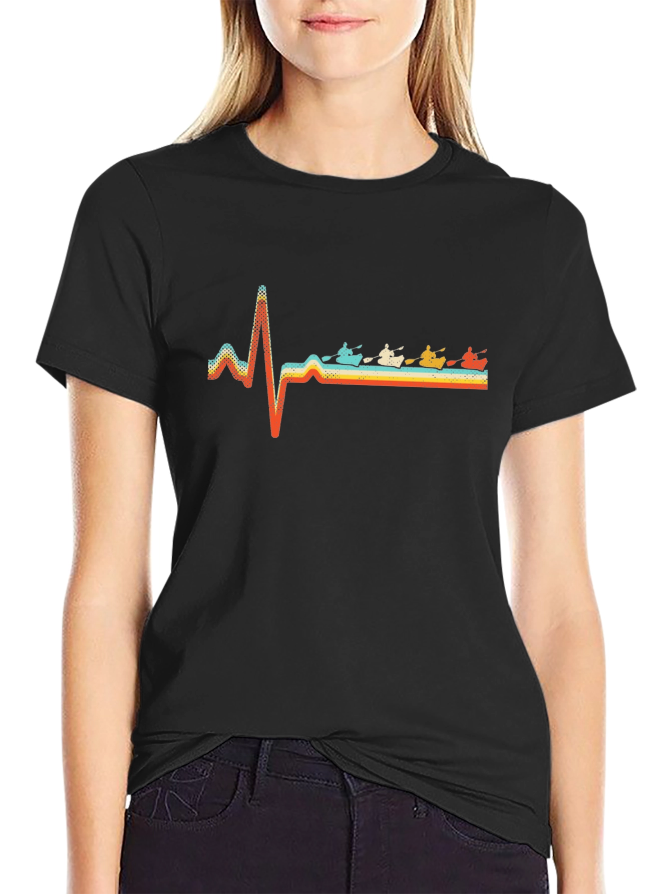 Kayaking Heartbeat T-Shirt - Black