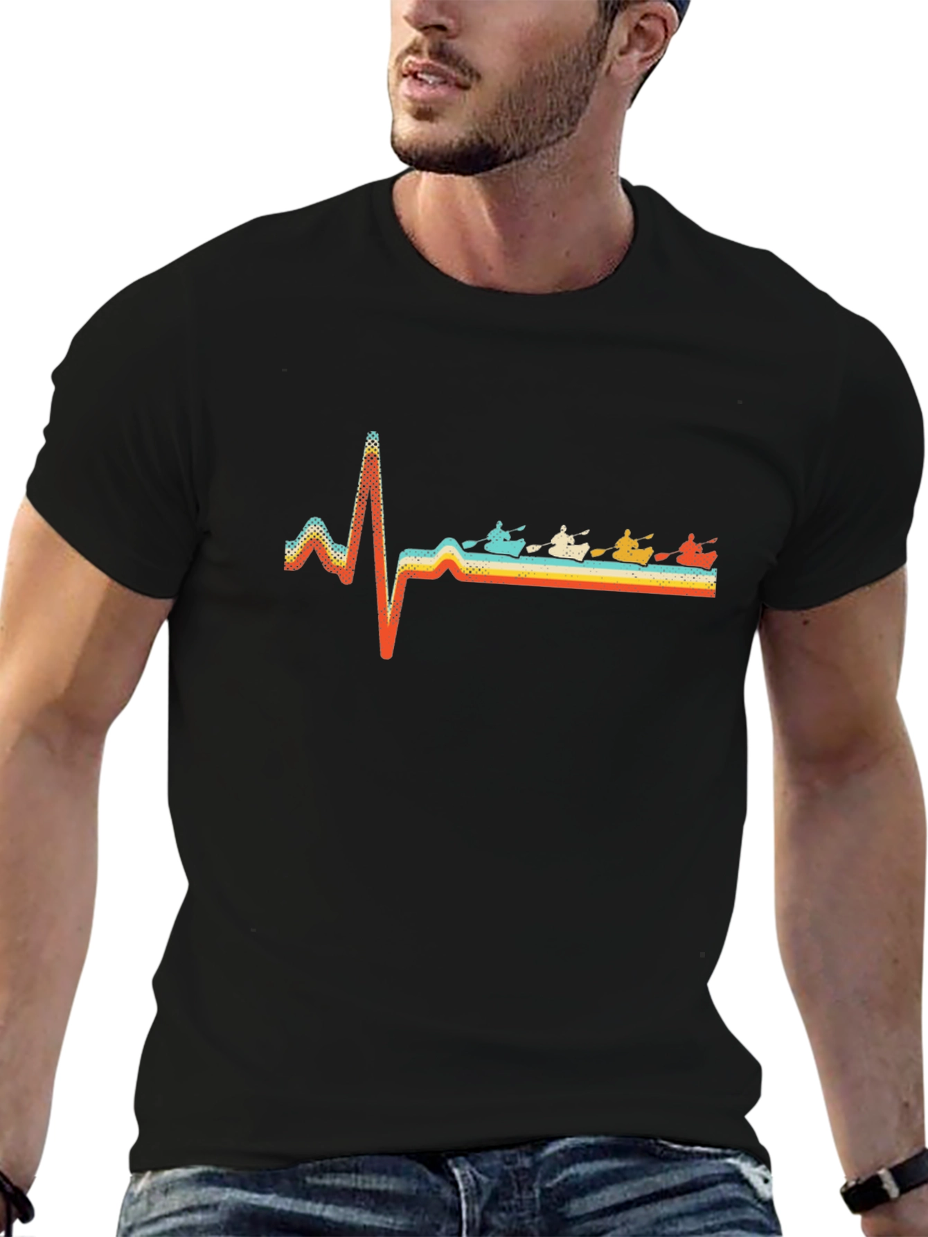Kayaking Heartbeat T-Shirt - Black