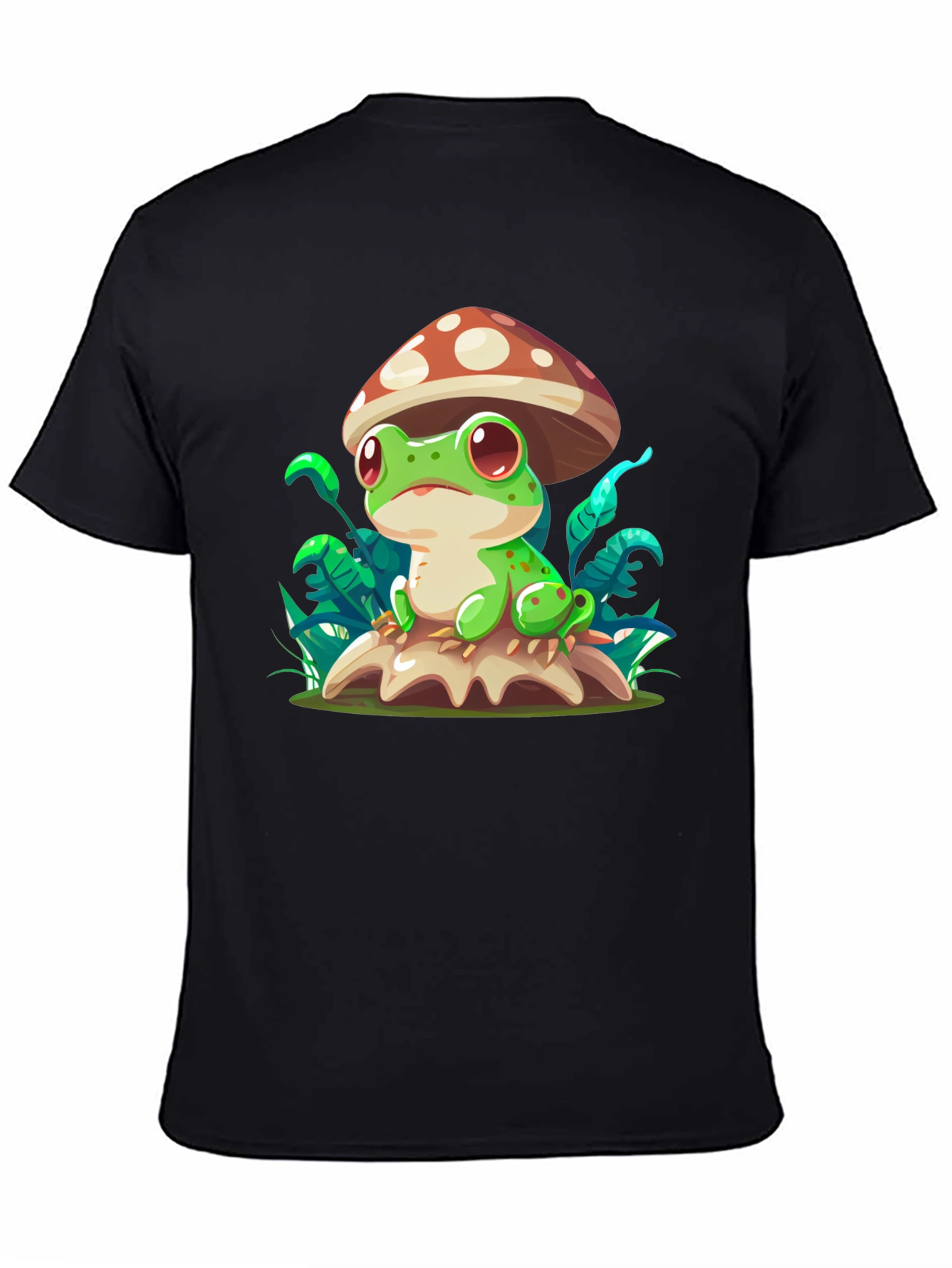 Frog on Mushroom T-Shirt - Cute Cartoon Tee