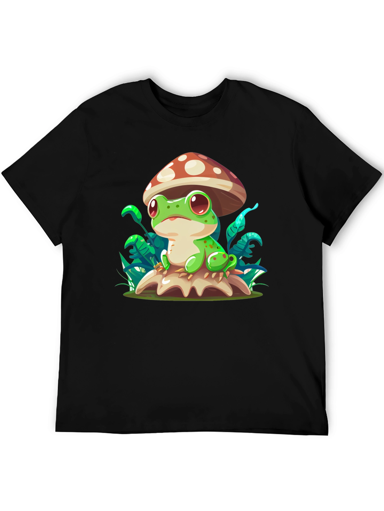 Frog on Mushroom T-Shirt - Cute Cartoon Tee
