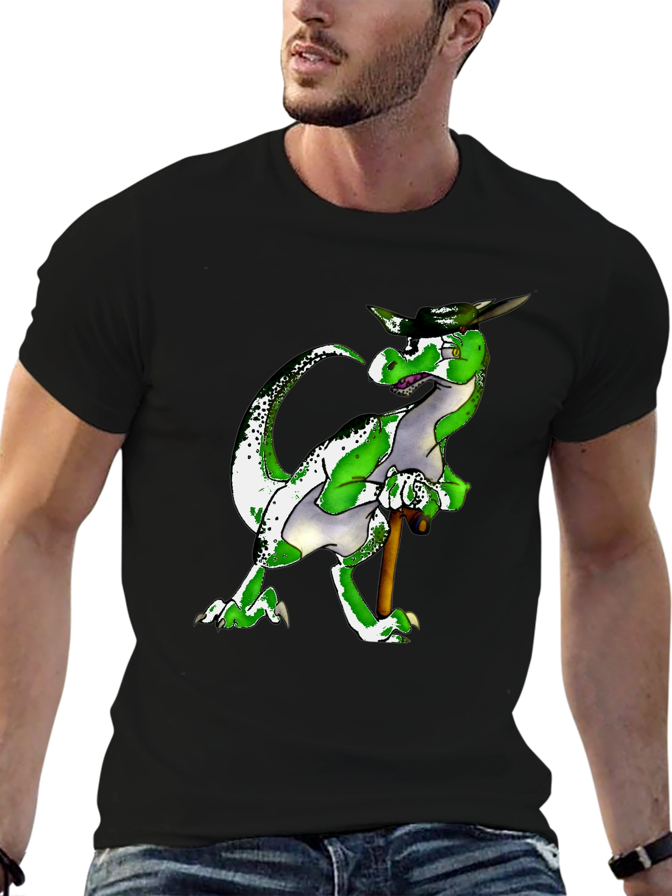 Stylish Green Dragon Graphic Tee