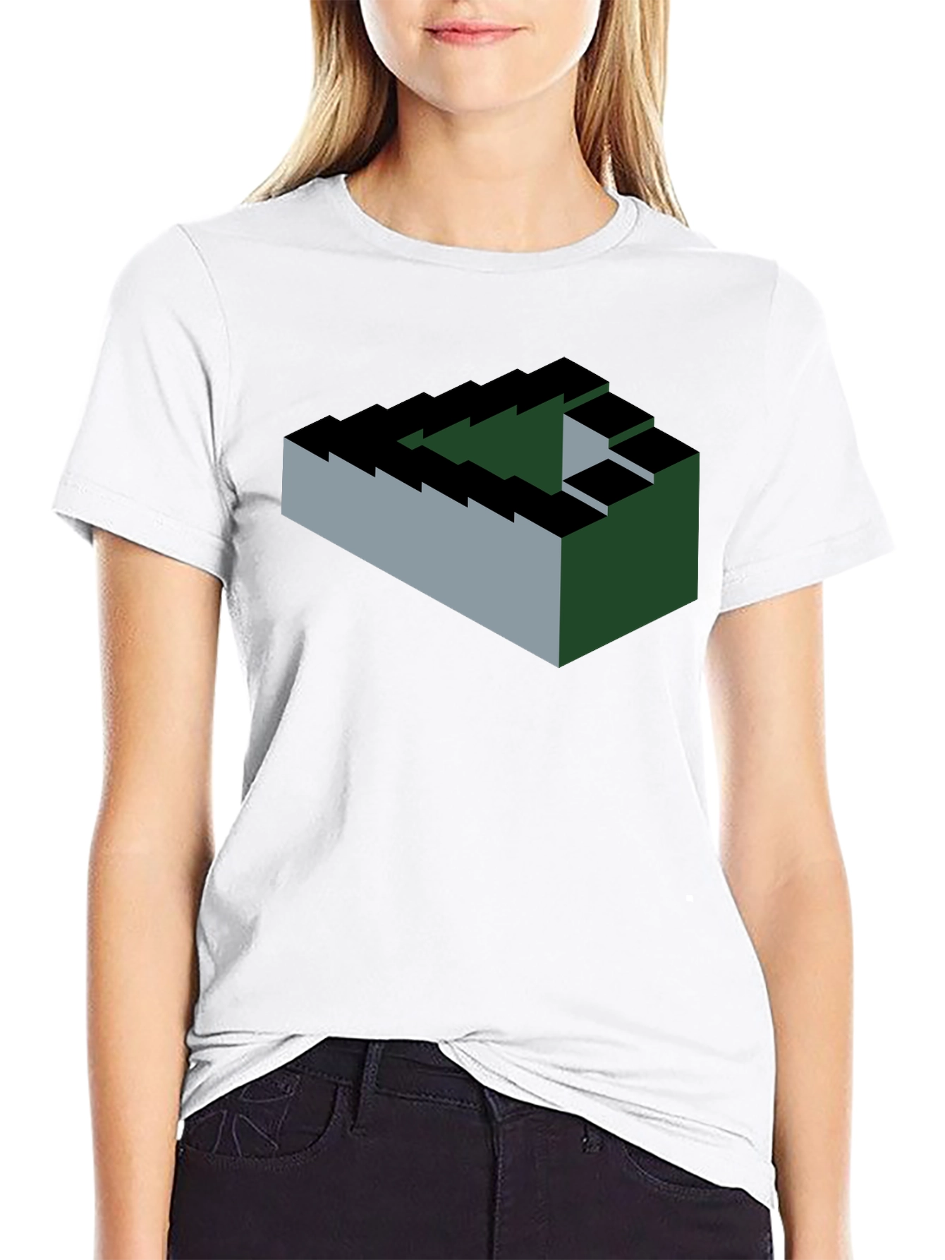 Impossible Staircase Graphic T-Shirt - Optical Illusion Tee