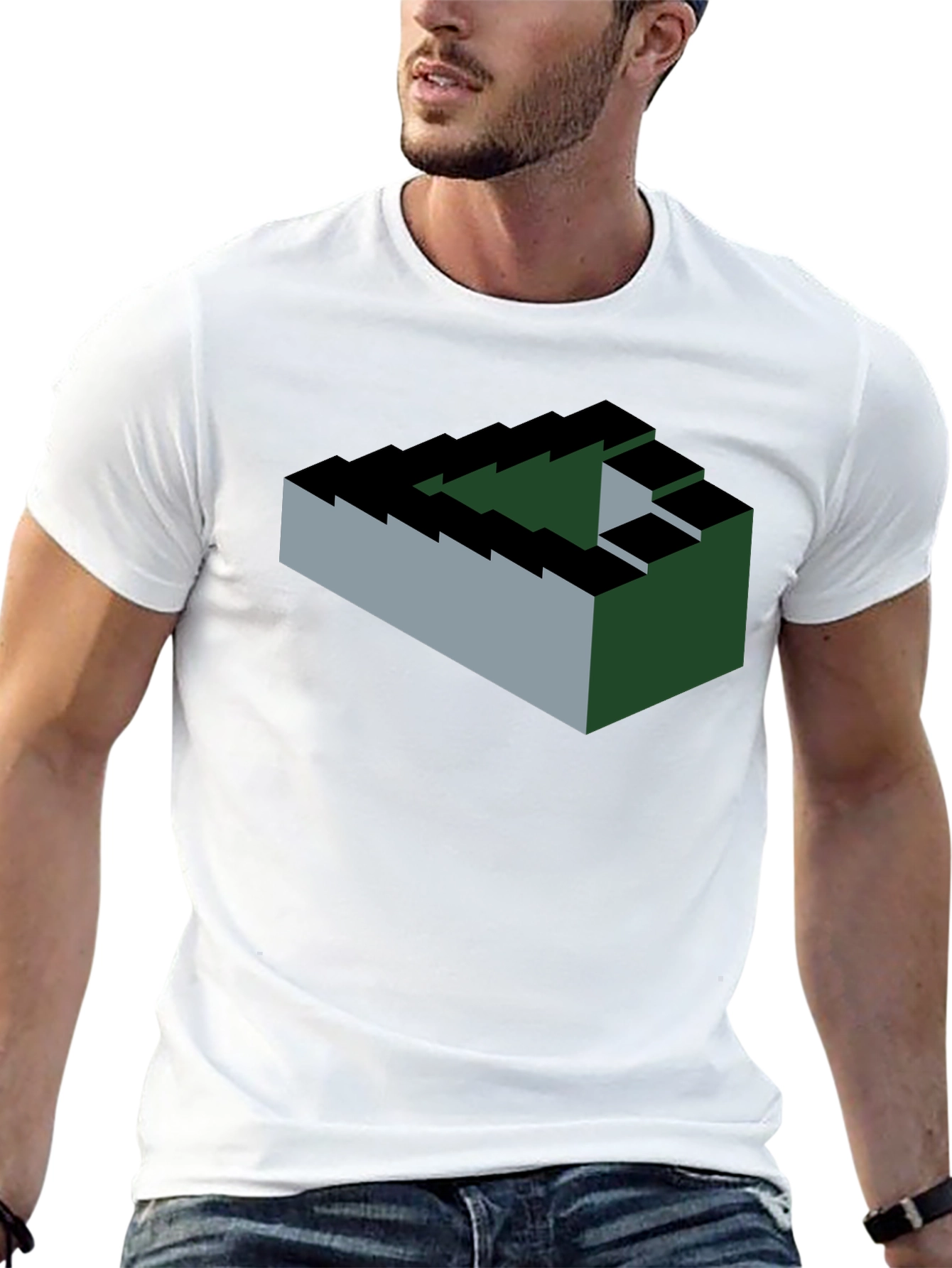 Impossible Staircase Graphic T-Shirt - Optical Illusion Tee