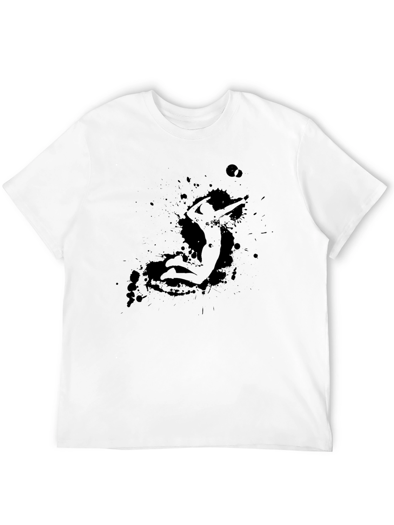 Mens Black Volleyball Silhouette T-Shirt
