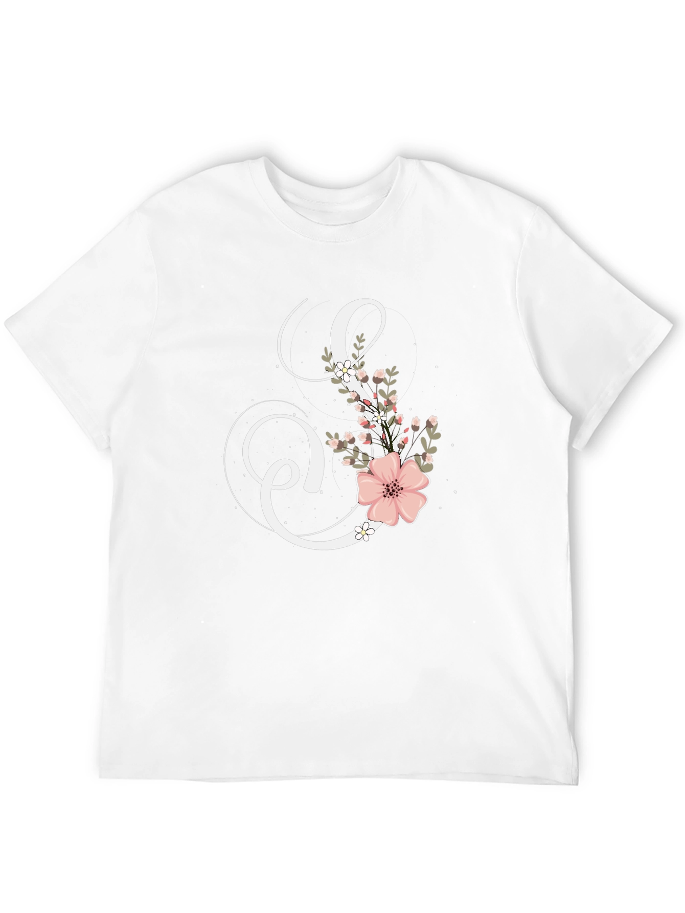 Floral Letter S Black T-Shirt