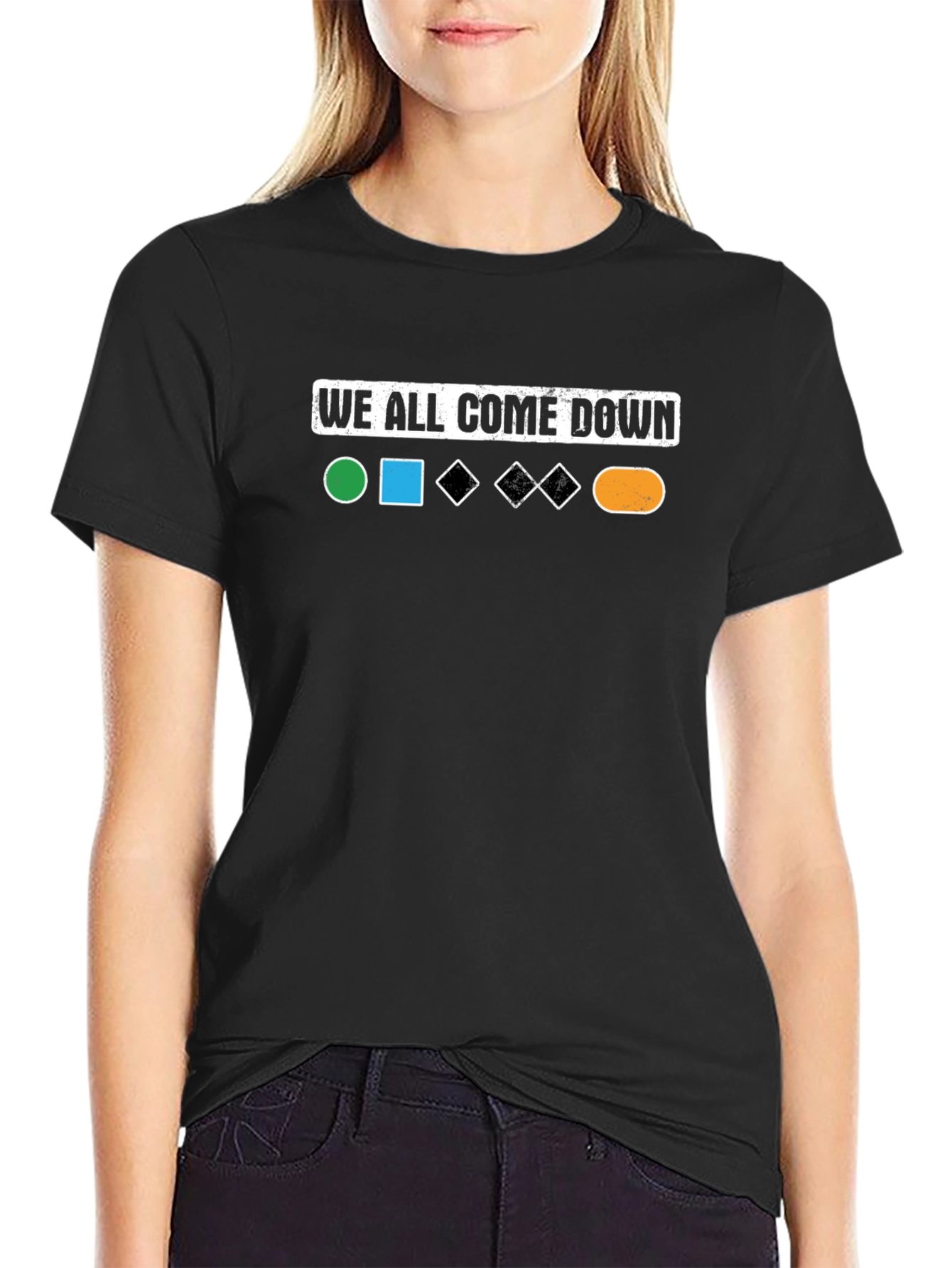 We All Come Down Black Ski Run T-Shirt