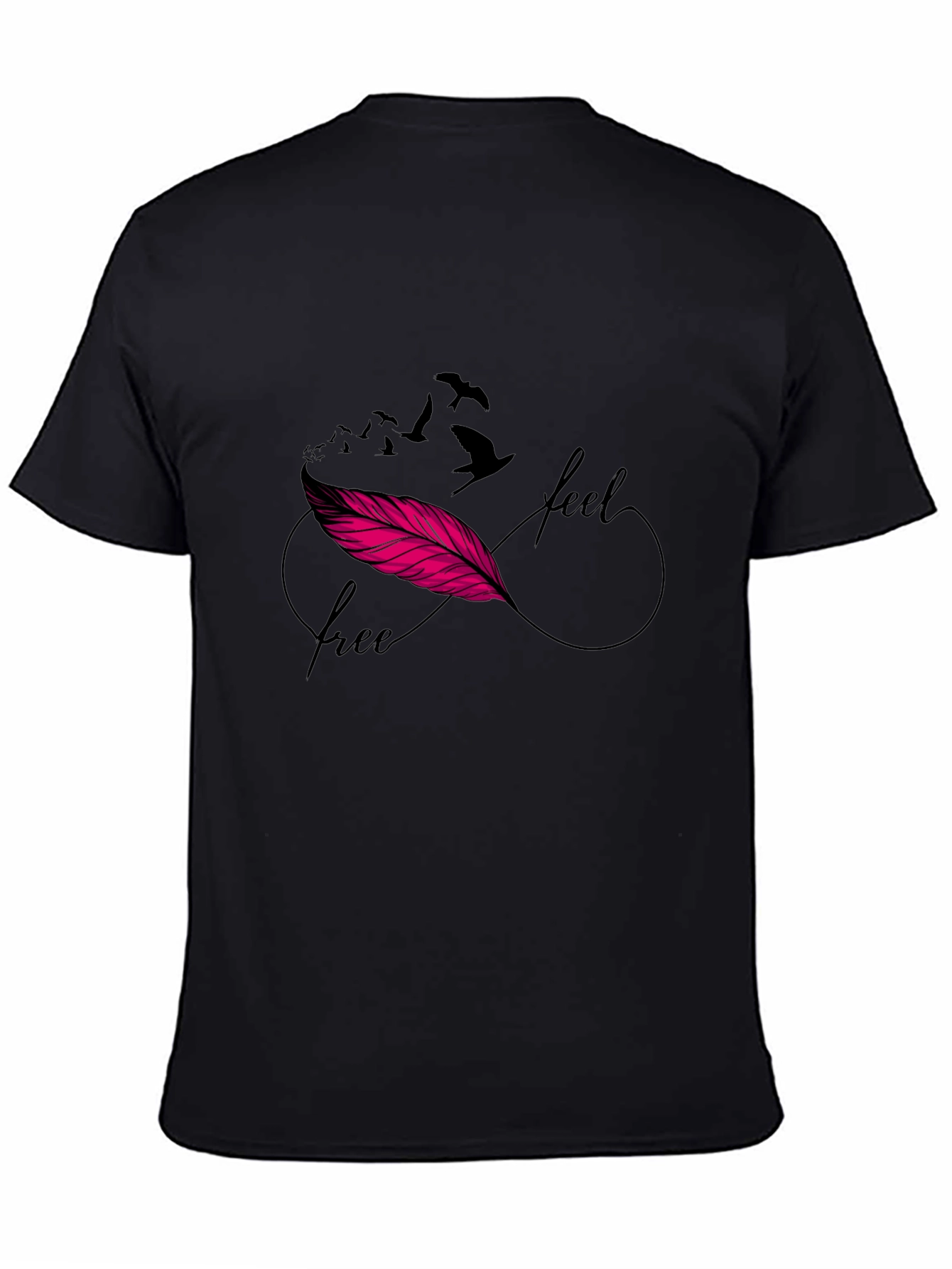 Feel Free Feather Infinity Symbol Black T-Shirt