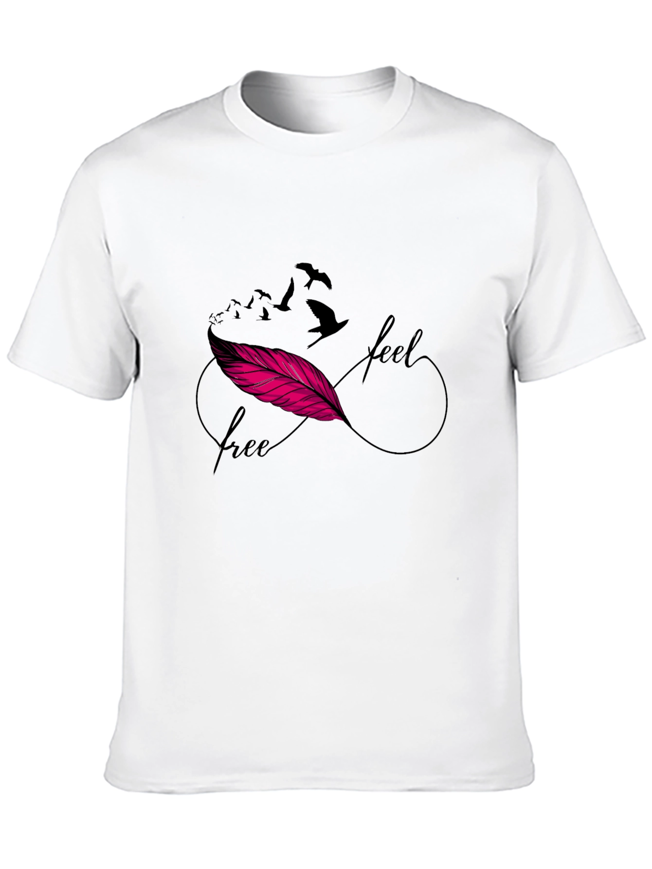 Feel Free Feather Infinity Symbol Black T-Shirt