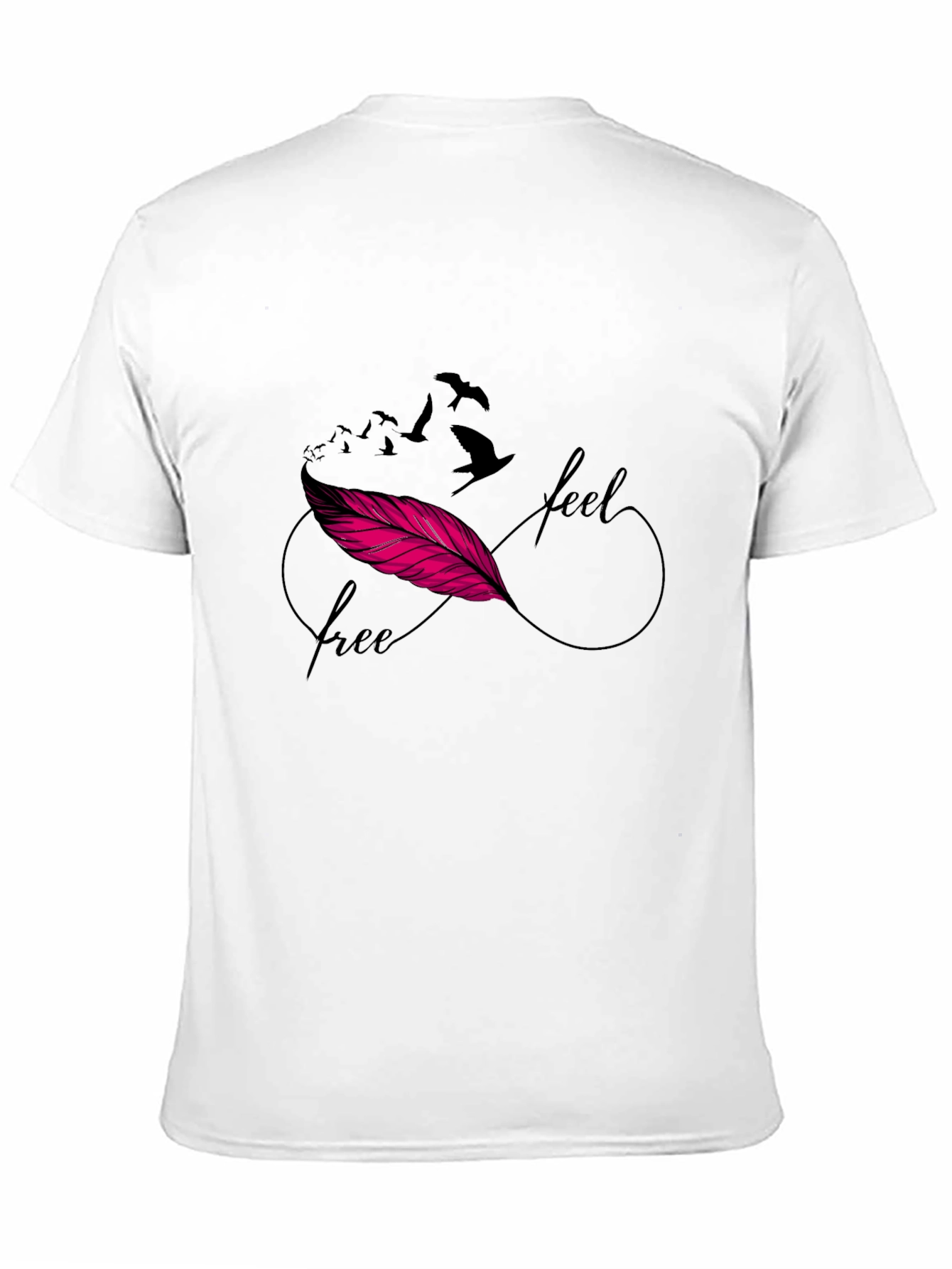 Feel Free Feather Infinity Symbol Black T-Shirt