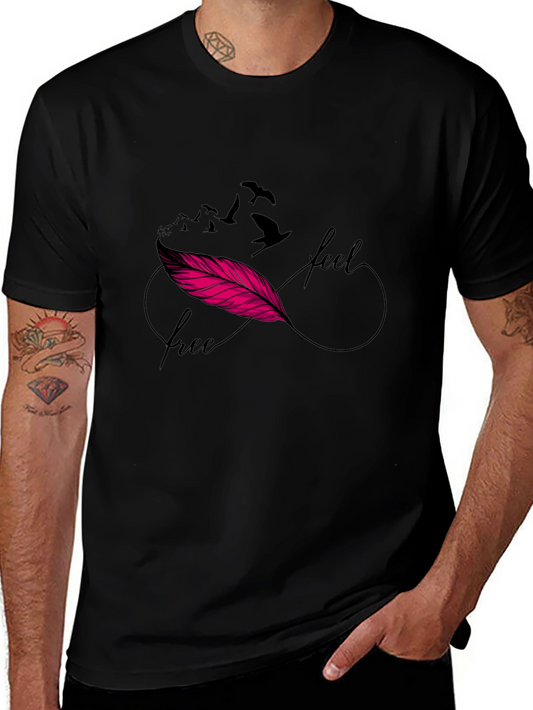 Feel Free Feather Infinity Symbol Black T-Shirt