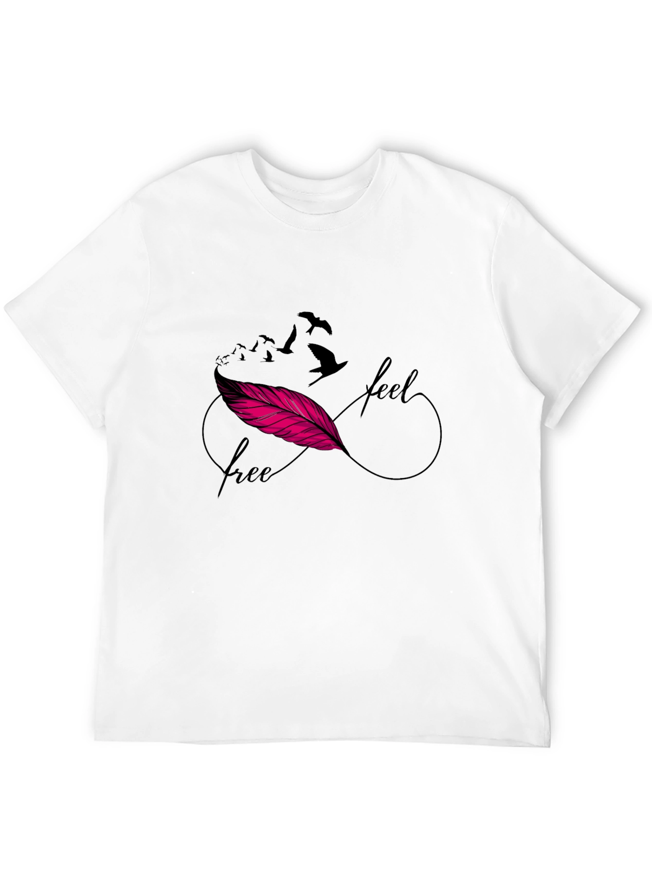 Feel Free Feather Infinity Symbol Black T-Shirt